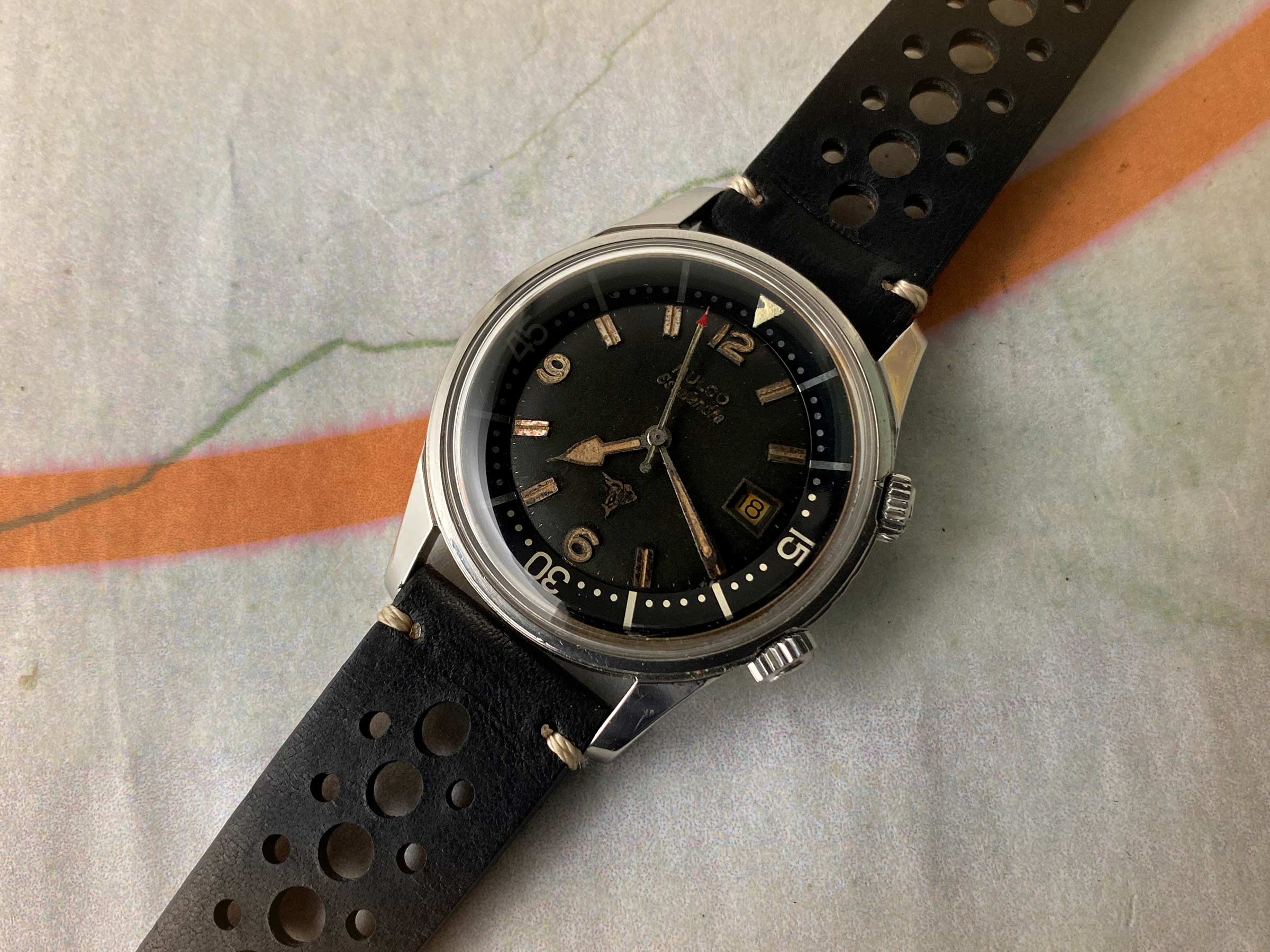 MULCO ESCAFANDRA SUPER COMPRESSOR DIVER vintage swiss automatic watch Ref. 250-202 Cal. AS 1700/01 *** COLLECTORS ***