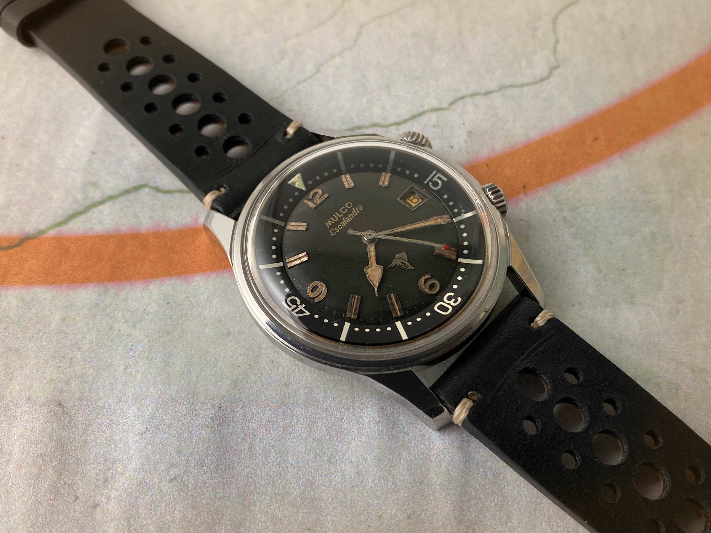 MULCO ESCAFANDRA SUPER COMPRESSOR DIVER vintage swiss automatic watch Ref. 250-202 Cal. AS 1700/01 *** COLLECTORS ***