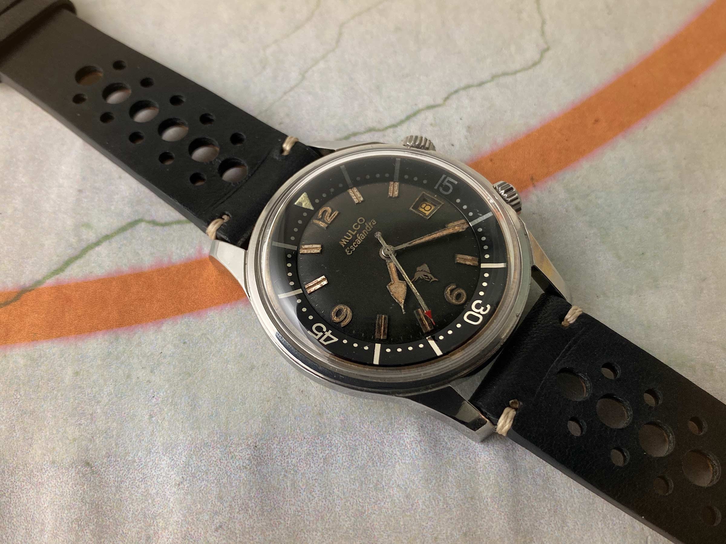 MULCO ESCAFANDRA SUPER COMPRESSOR DIVER vintage swiss automatic watch Ref. 250-202 Cal. AS 1700/01 *** COLLECTORS ***