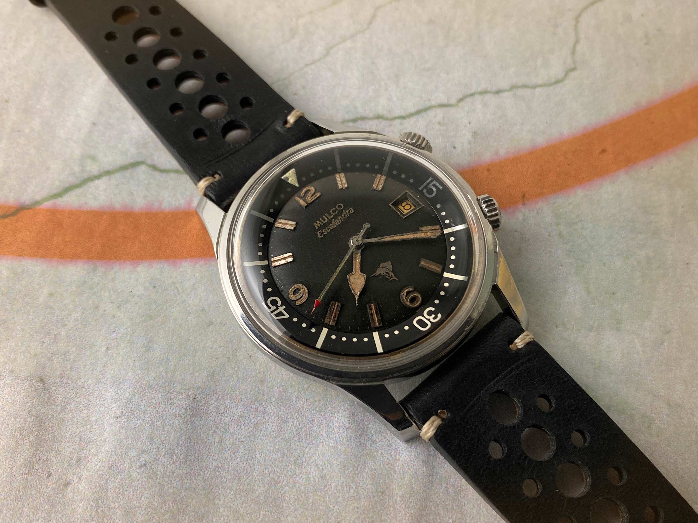 MULCO ESCAFANDRA SUPER COMPRESSOR DIVER vintage swiss automatic watch Ref. 250-202 Cal. AS 1700/01 *** COLLECTORS ***