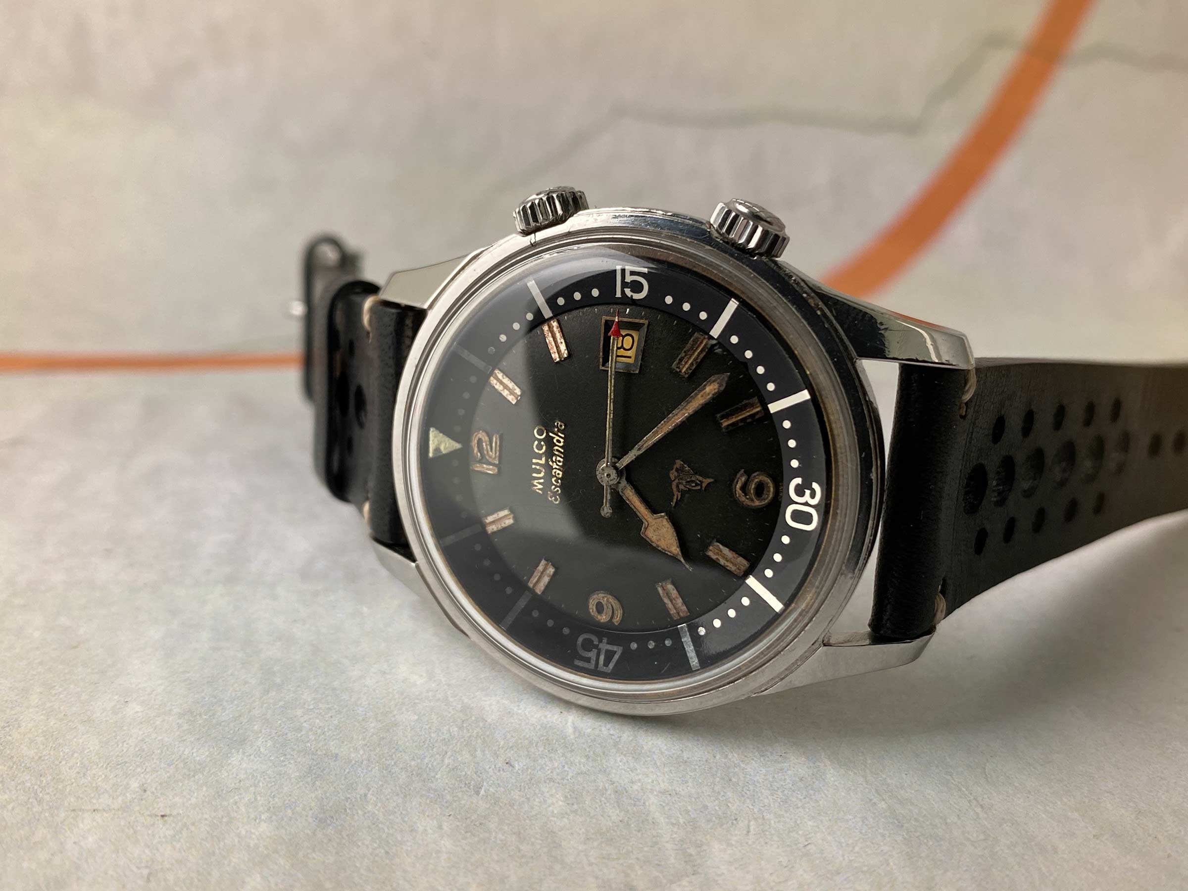 MULCO ESCAFANDRA SUPER COMPRESSOR DIVER vintage swiss automatic watch Ref. 250-202 Cal. AS 1700/01 *** COLLECTORS ***