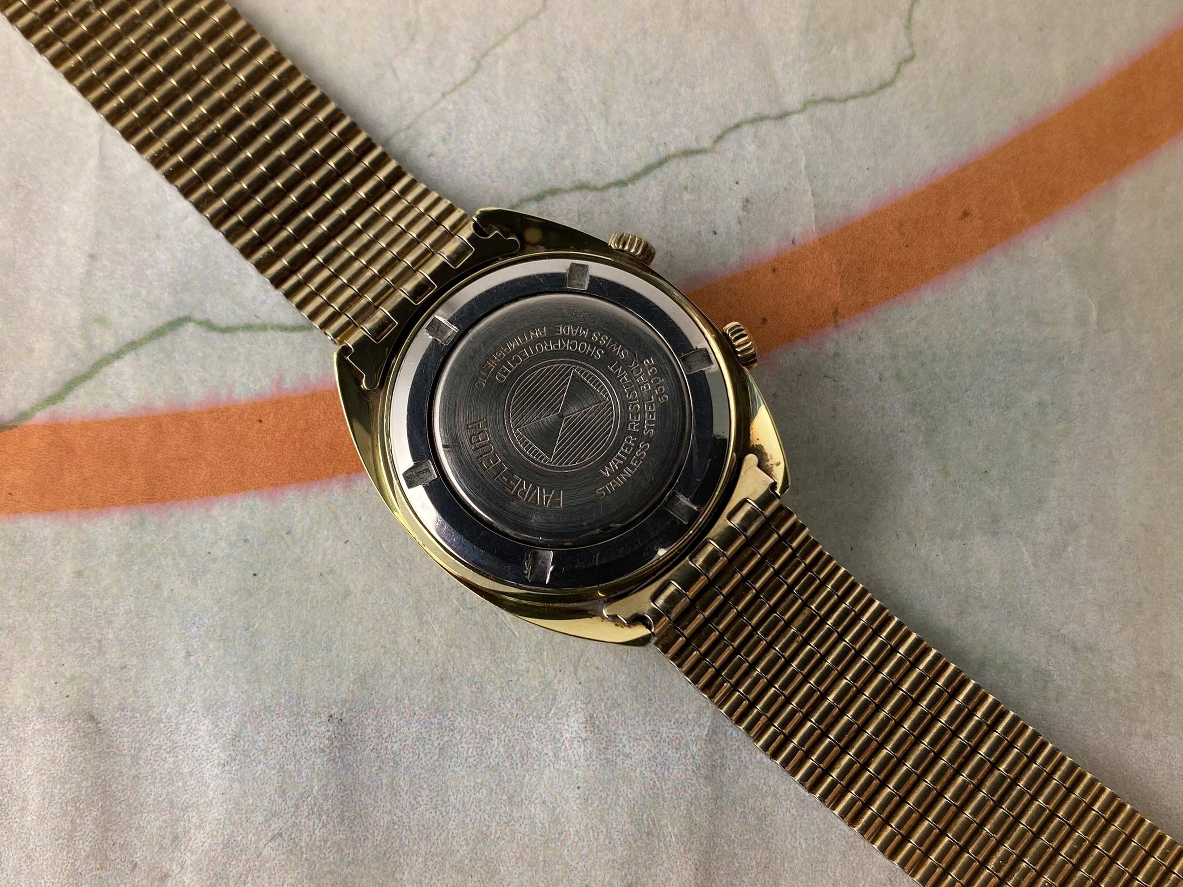FAVRE LEUBA GENEVE SEA BIRD Vintage swiss hand wind ALARM watch Cal. AS 1475 *** ALL ORIGINAL ***