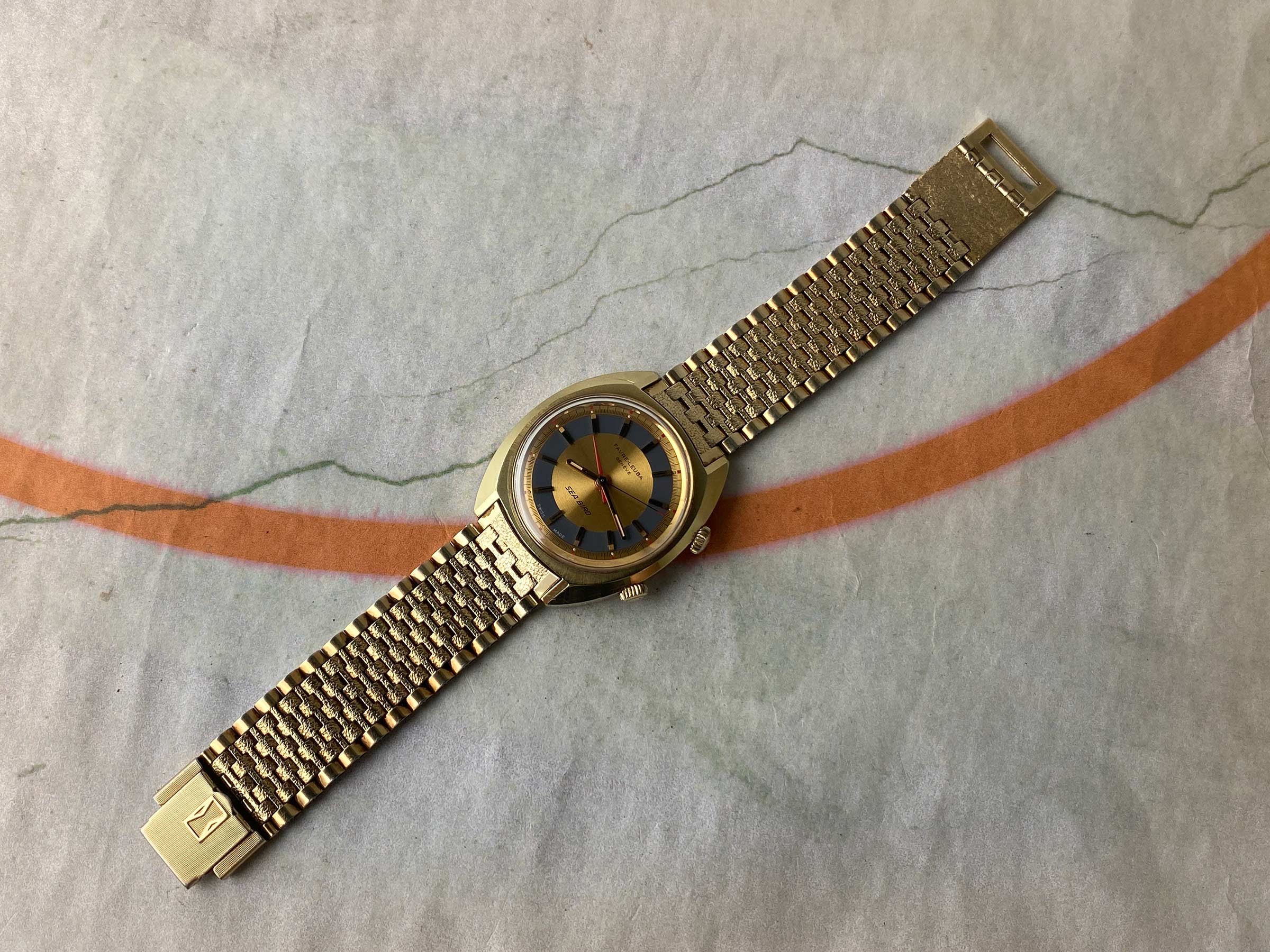 FAVRE LEUBA GENEVE SEA BIRD Vintage swiss hand wind ALARM watch Cal. AS 1475 *** ALL ORIGINAL ***