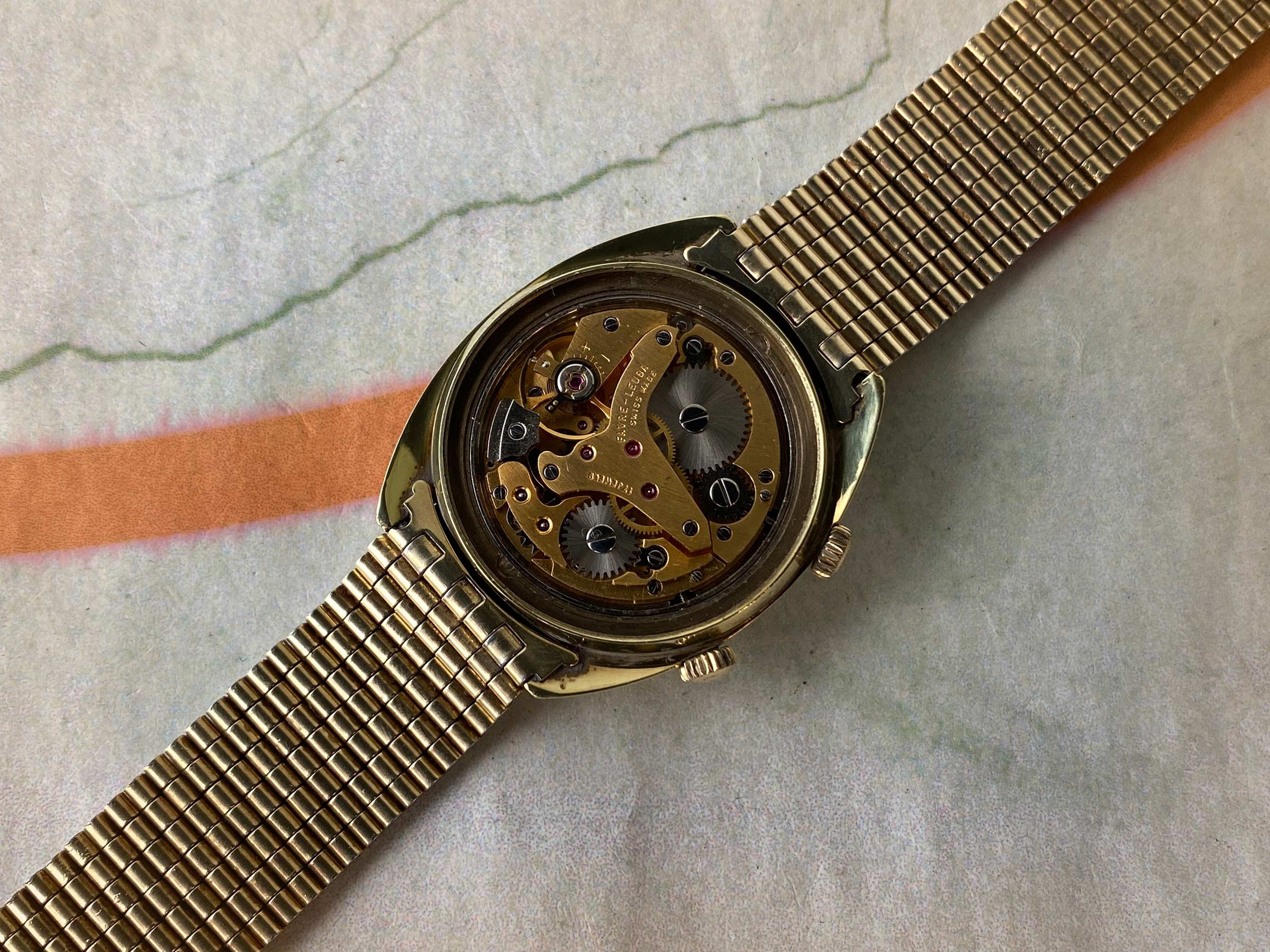 FAVRE LEUBA GENEVE SEA BIRD Vintage swiss hand wind ALARM watch Cal. AS 1475 *** ALL ORIGINAL ***