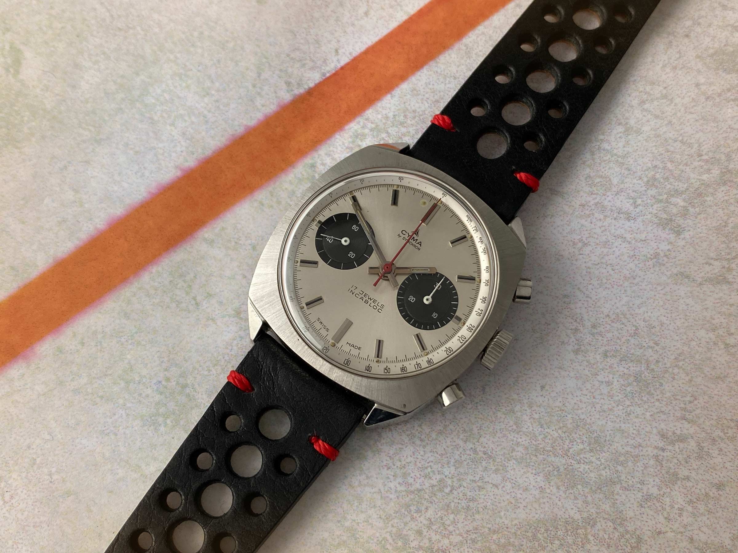 CYMA by SYNCHRON Reloj Cronógrafo de cuerda vintage suizo Cal. Landeron 248 *** CONDICIÓN ESPECTACULAR ***