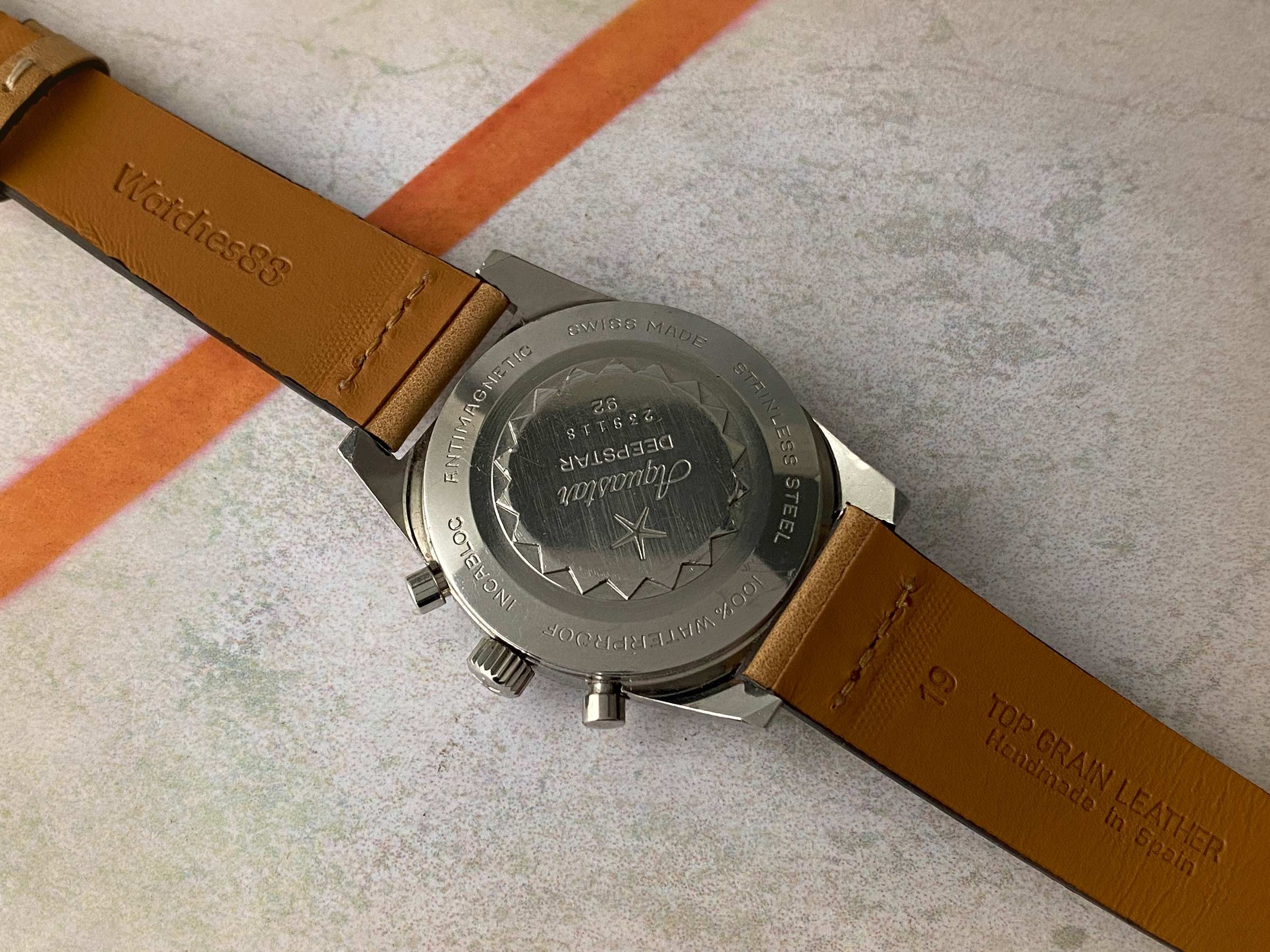 DUWARD AQUASTAR DEEPSTAR MK2 Vintage swiss hand winding watch Ref. 92 Cal. Valjoux 92. ICONIC *** TROPICALIZED DIAL ***