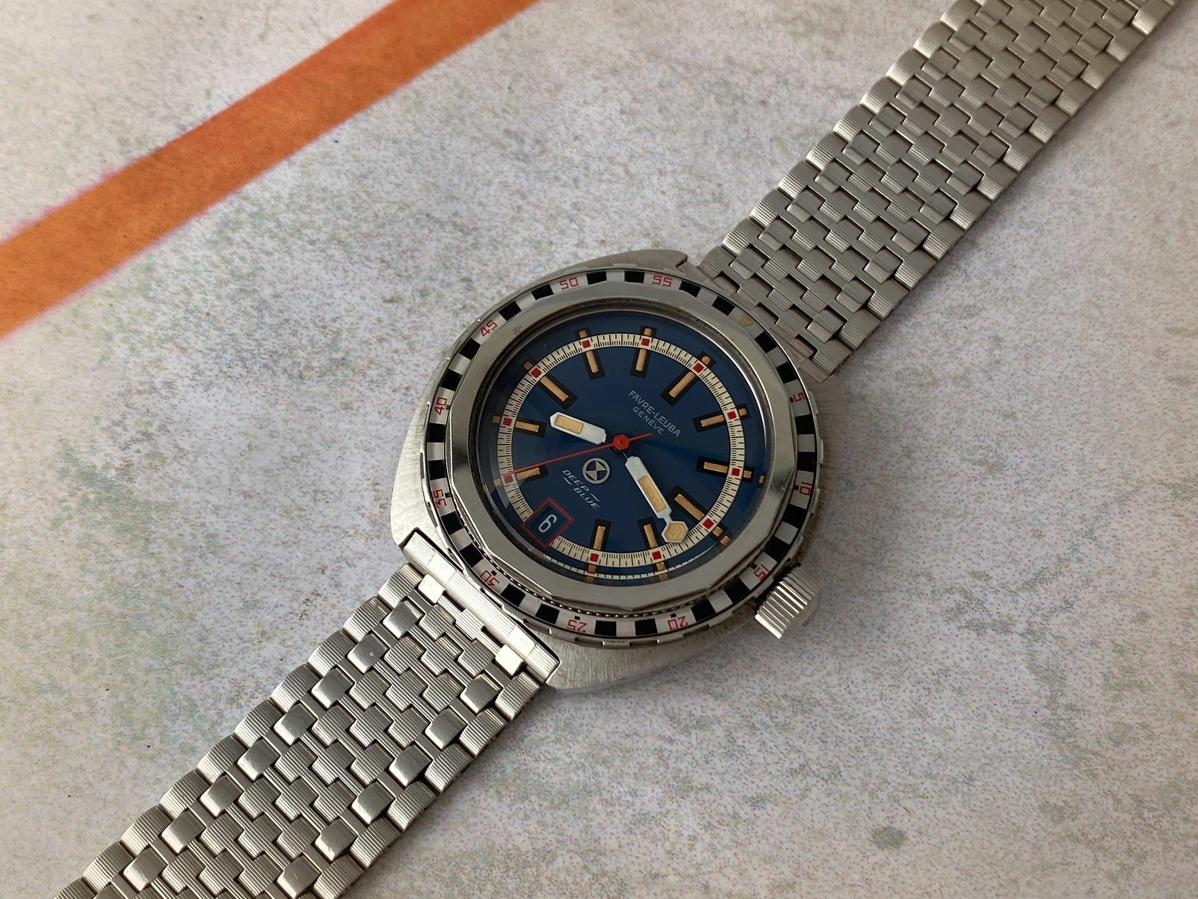 FAVRE LEUBA DEEP BLUE ROULETTE Vintage swiss automatic watch 50 ATU Cal. FL 1153 Ref. 59863 *** SPECTACULAR CONDITION ***
