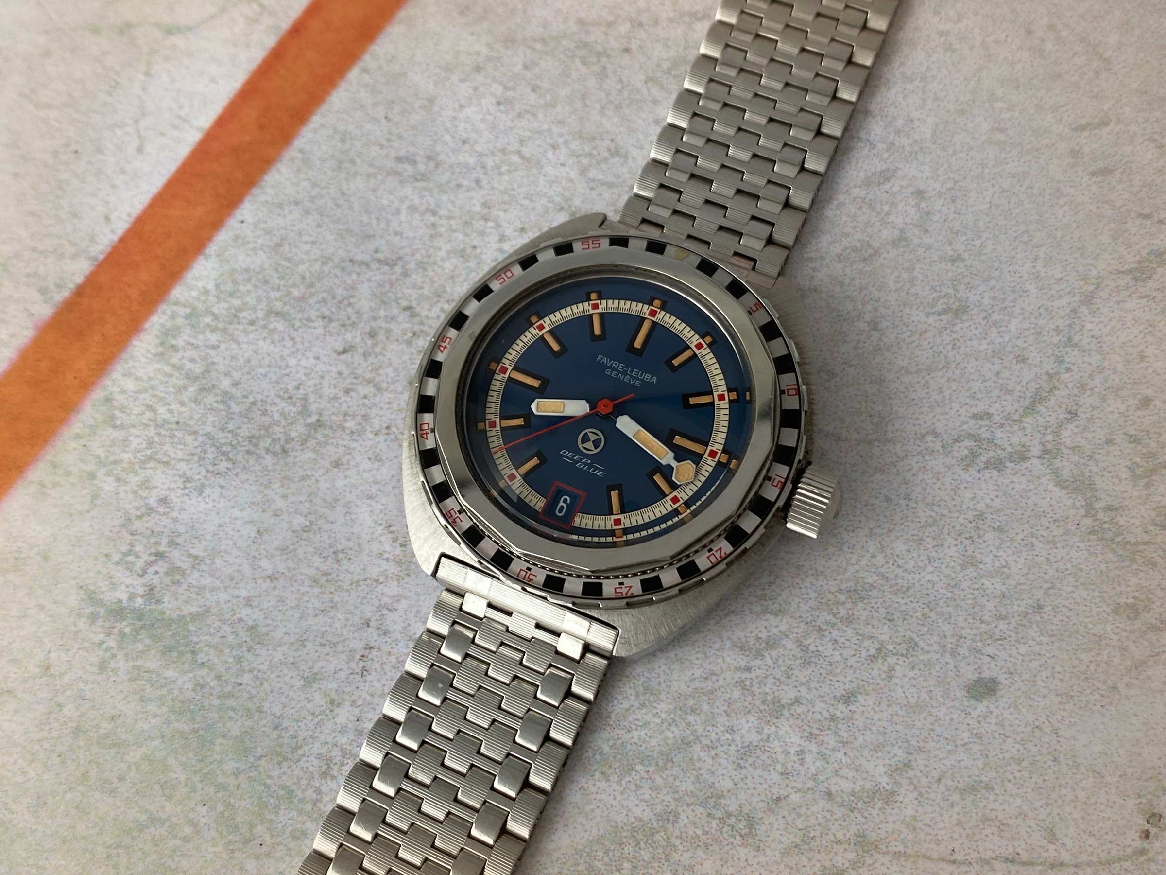 FAVRE LEUBA DEEP BLUE ROULETTE Vintage swiss automatic watch 50 ATU Cal. FL 1153 Ref. 59863 *** SPECTACULAR CONDITION ***