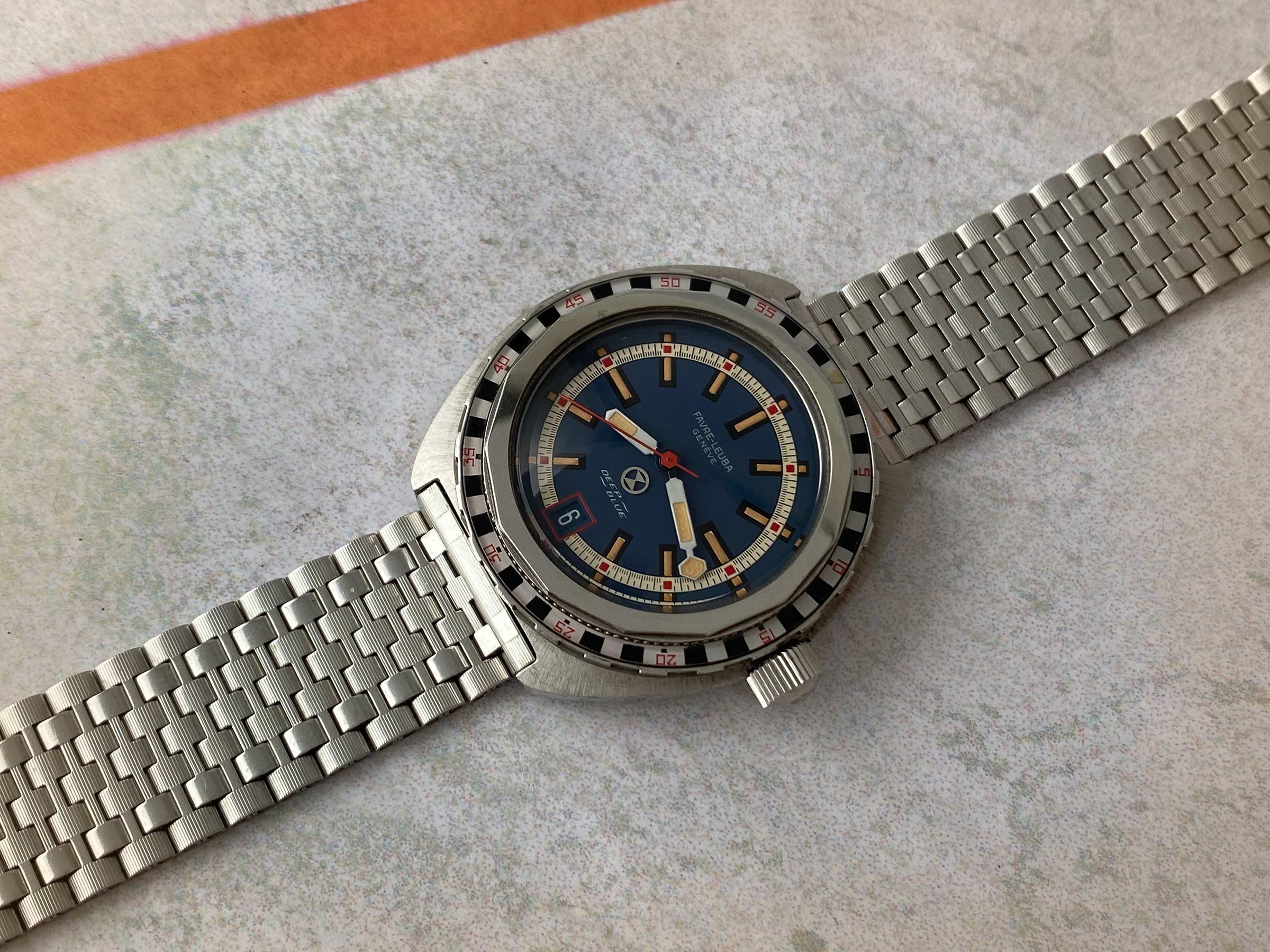 FAVRE LEUBA DEEP BLUE ROULETTE Vintage swiss automatic watch 50 ATU Cal. FL 1153 Ref. 59863 *** SPECTACULAR CONDITION ***
