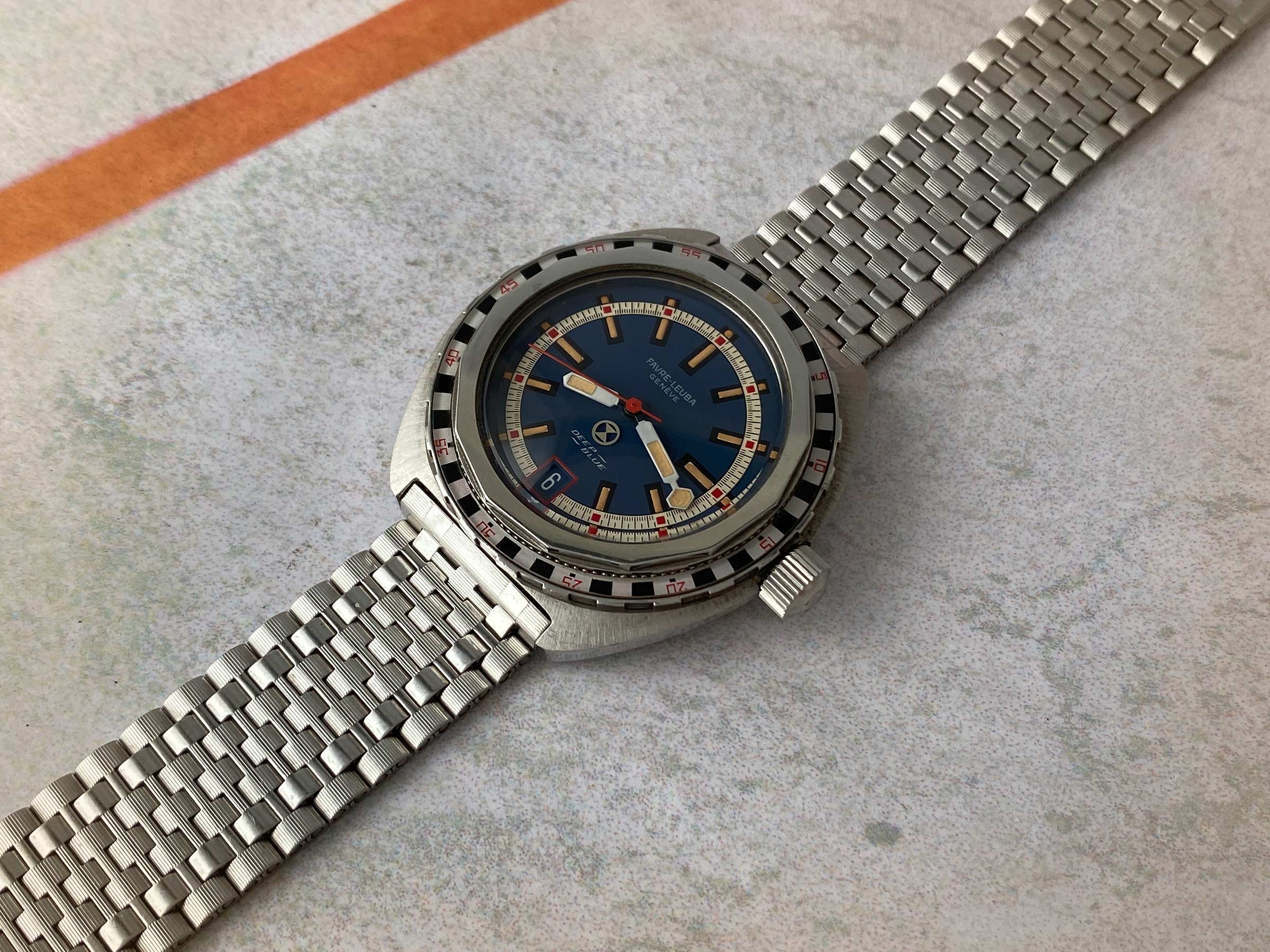 FAVRE LEUBA DEEP BLUE ROULETTE Vintage swiss automatic watch 50 ATU Cal. FL 1153 Ref. 59863 *** SPECTACULAR CONDITION ***