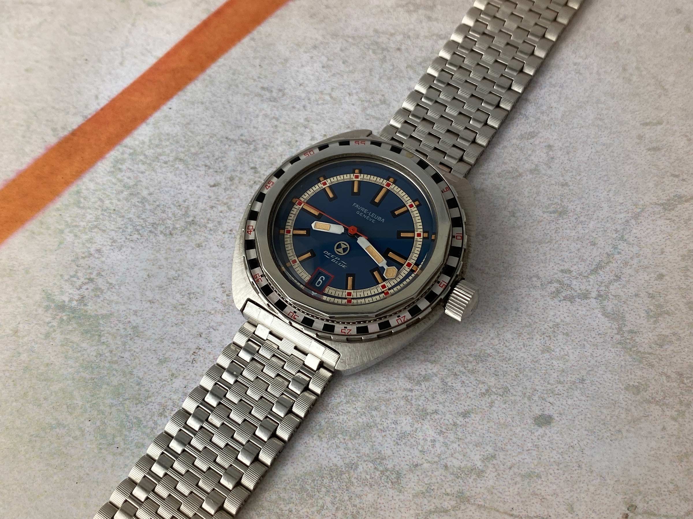 FAVRE LEUBA DEEP BLUE ROULETTE Vintage swiss automatic watch 50 ATU Cal. FL 1153 Ref. 59863 *** SPECTACULAR CONDITION ***