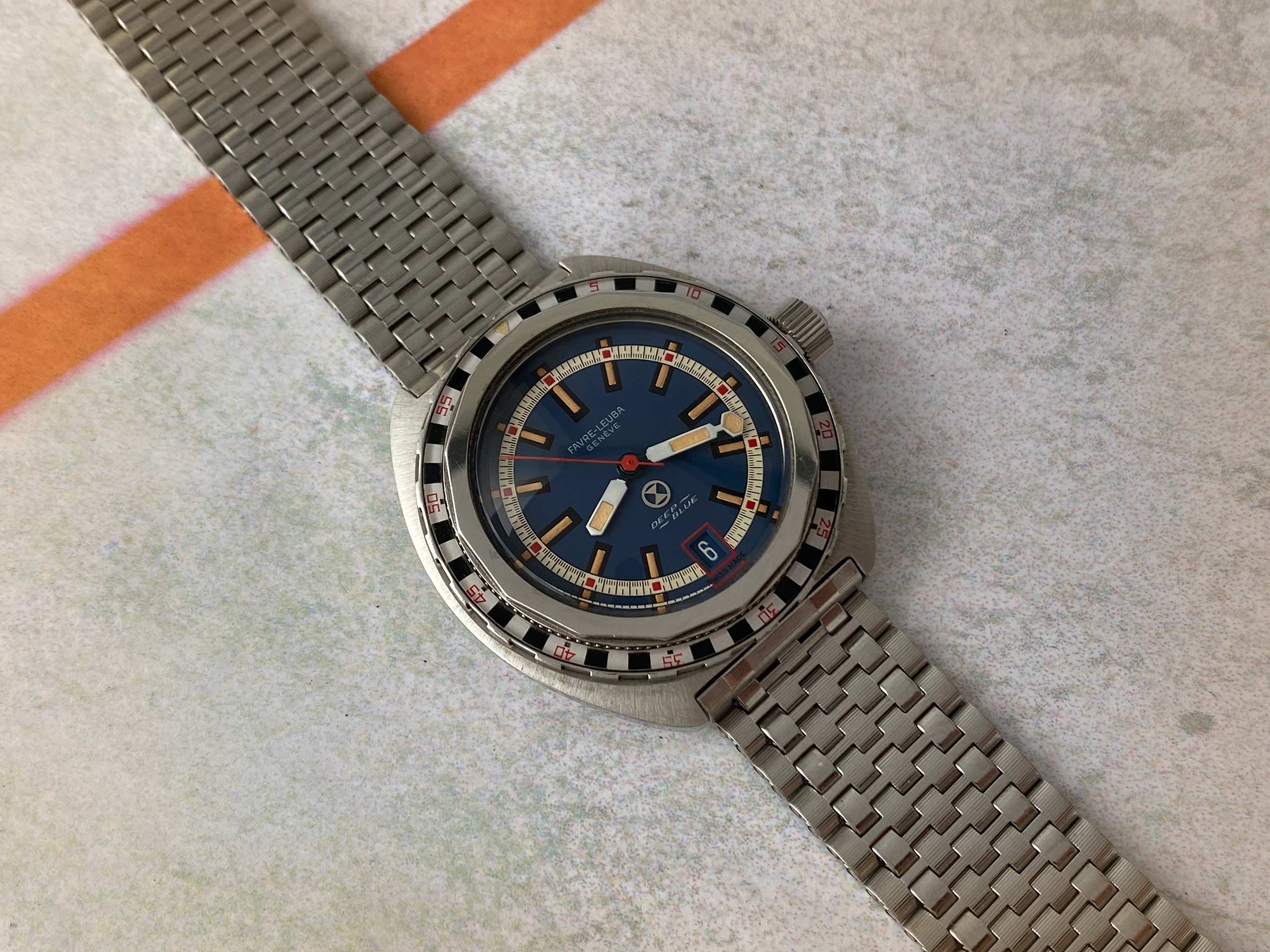 FAVRE LEUBA DEEP BLUE ROULETTE Vintage swiss automatic watch 50 ATU Cal. FL 1153 Ref. 59863 *** SPECTACULAR CONDITION ***