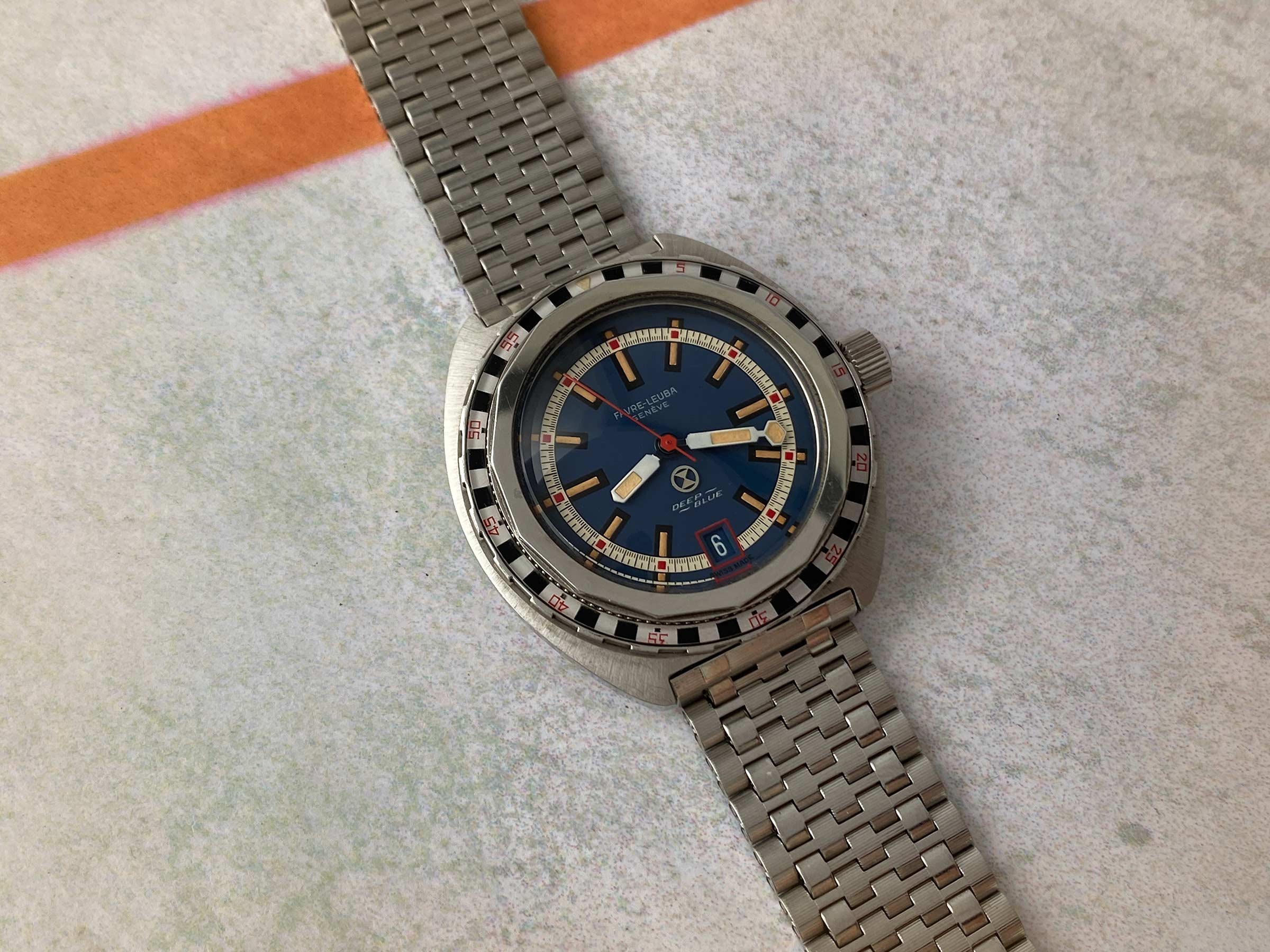 FAVRE LEUBA DEEP BLUE ROULETTE Vintage swiss automatic watch 50 ATU Cal. FL 1153 Ref. 59863 *** SPECTACULAR CONDITION ***