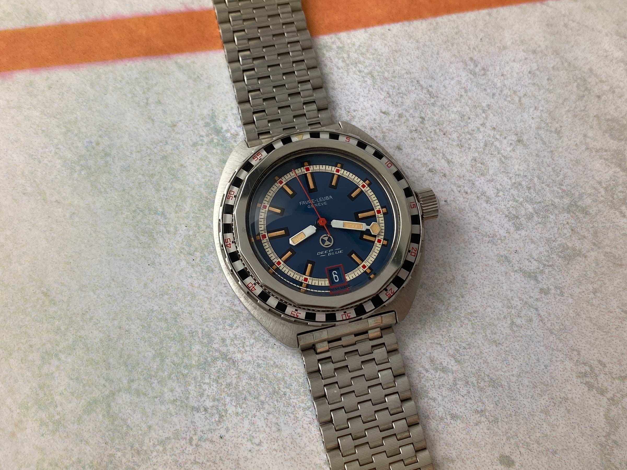 FAVRE LEUBA DEEP BLUE ROULETTE Vintage swiss automatic watch 50 ATU Cal. FL 1153 Ref. 59863 *** SPECTACULAR CONDITION ***