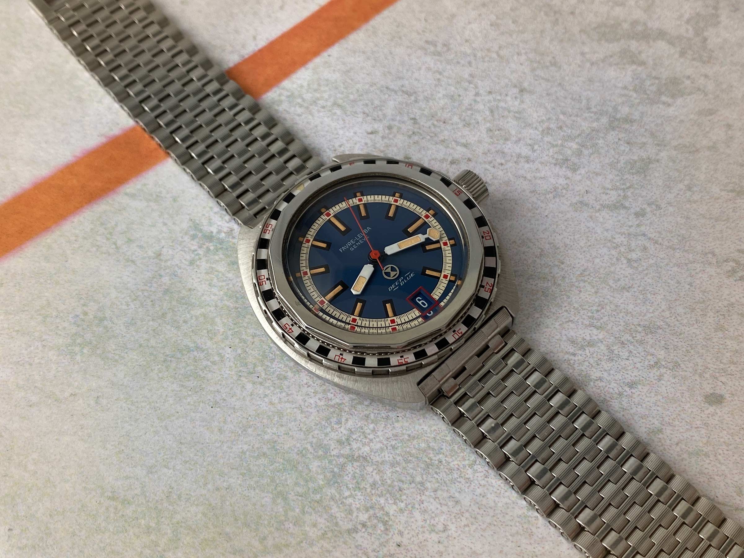 FAVRE LEUBA DEEP BLUE ROULETTE Vintage swiss automatic watch 50 ATU Cal. FL 1153 Ref. 59863 *** SPECTACULAR CONDITION ***