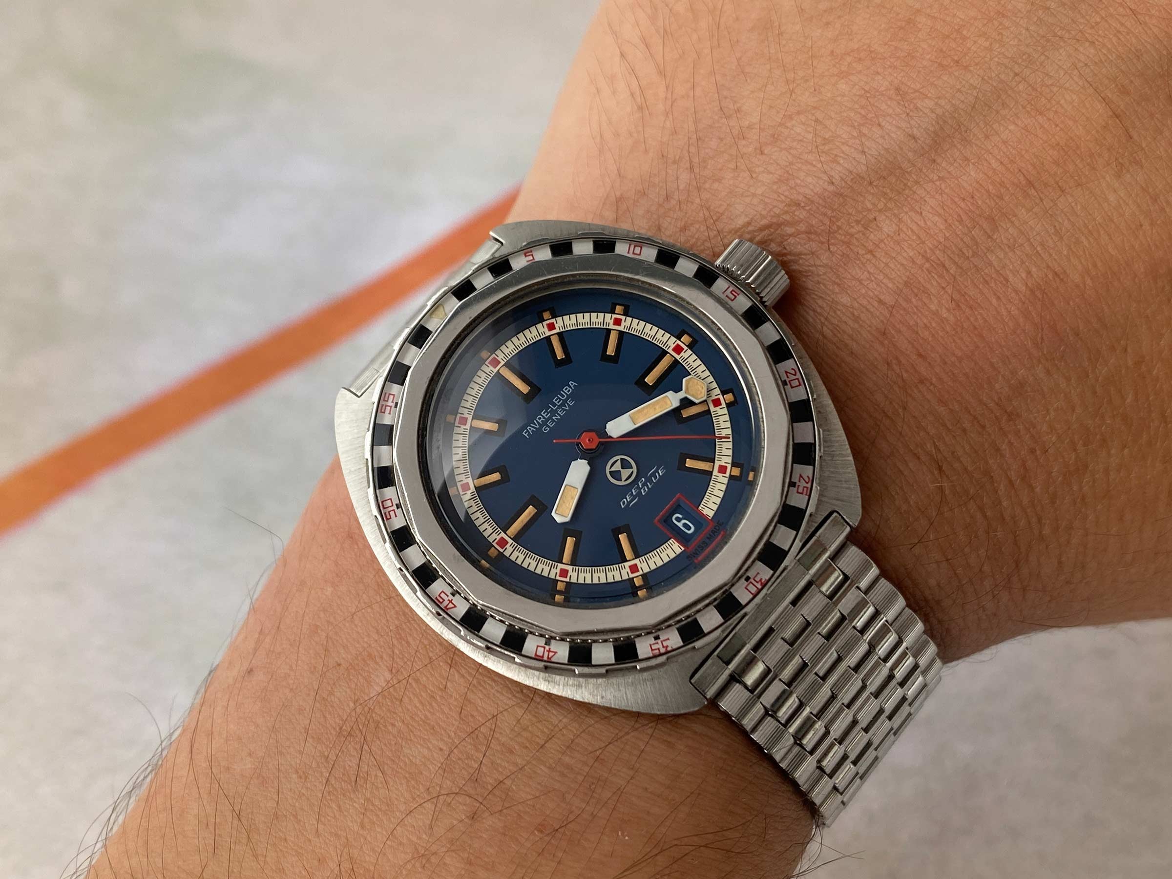 FAVRE LEUBA DEEP BLUE ROULETTE Vintage swiss automatic watch 50 ATU Cal. FL 1153 Ref. 59863 *** SPECTACULAR CONDITION ***