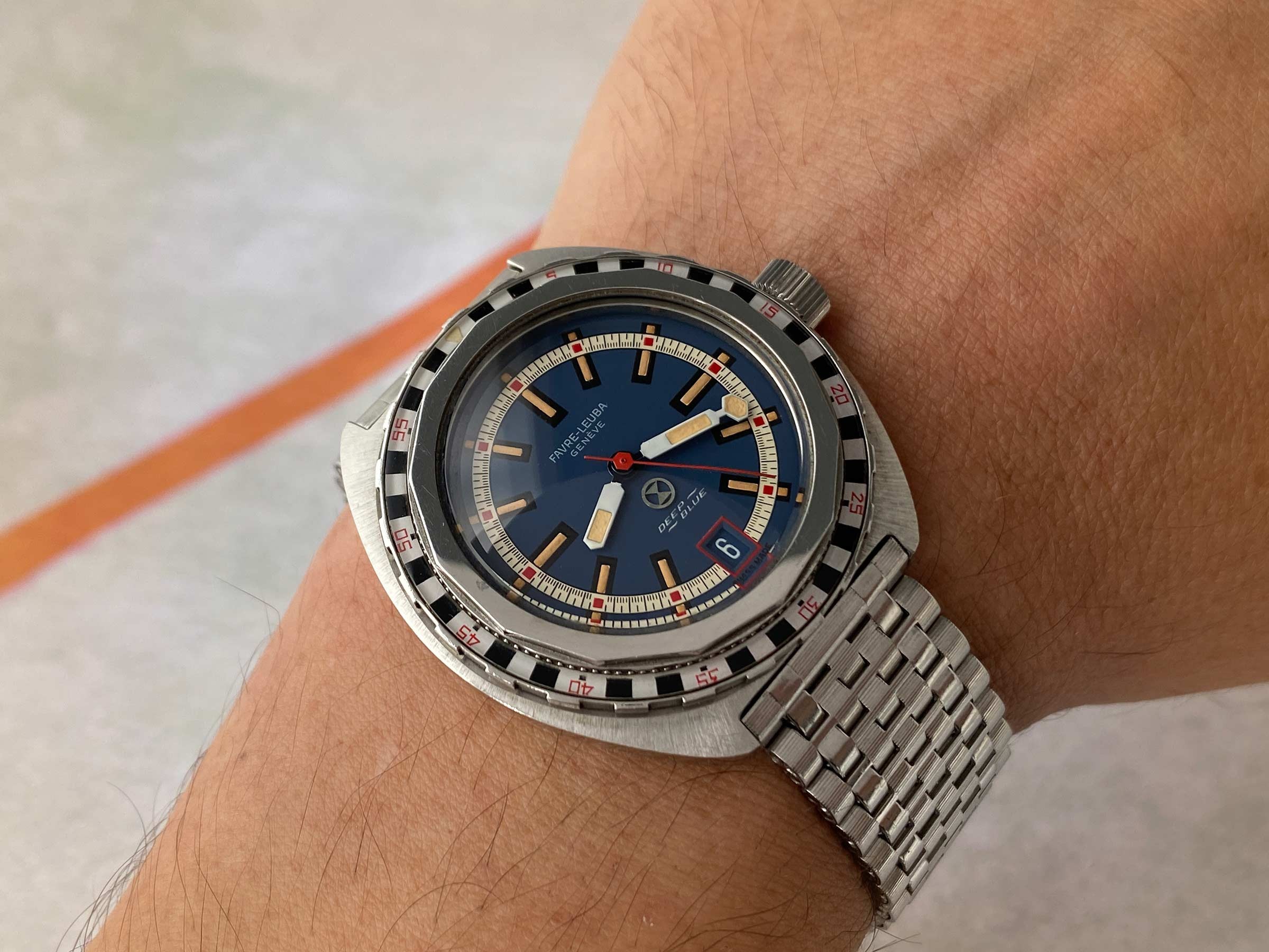 FAVRE LEUBA DEEP BLUE ROULETTE Vintage swiss automatic watch 50 ATU Cal. FL 1153 Ref. 59863 *** SPECTACULAR CONDITION ***