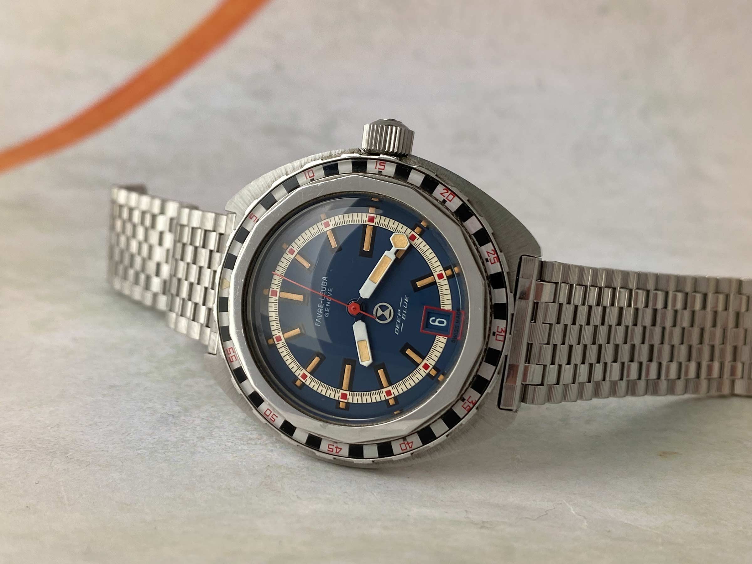 FAVRE LEUBA DEEP BLUE ROULETTE Vintage swiss automatic watch 50 ATU Cal. FL 1153 Ref. 59863 *** SPECTACULAR CONDITION ***