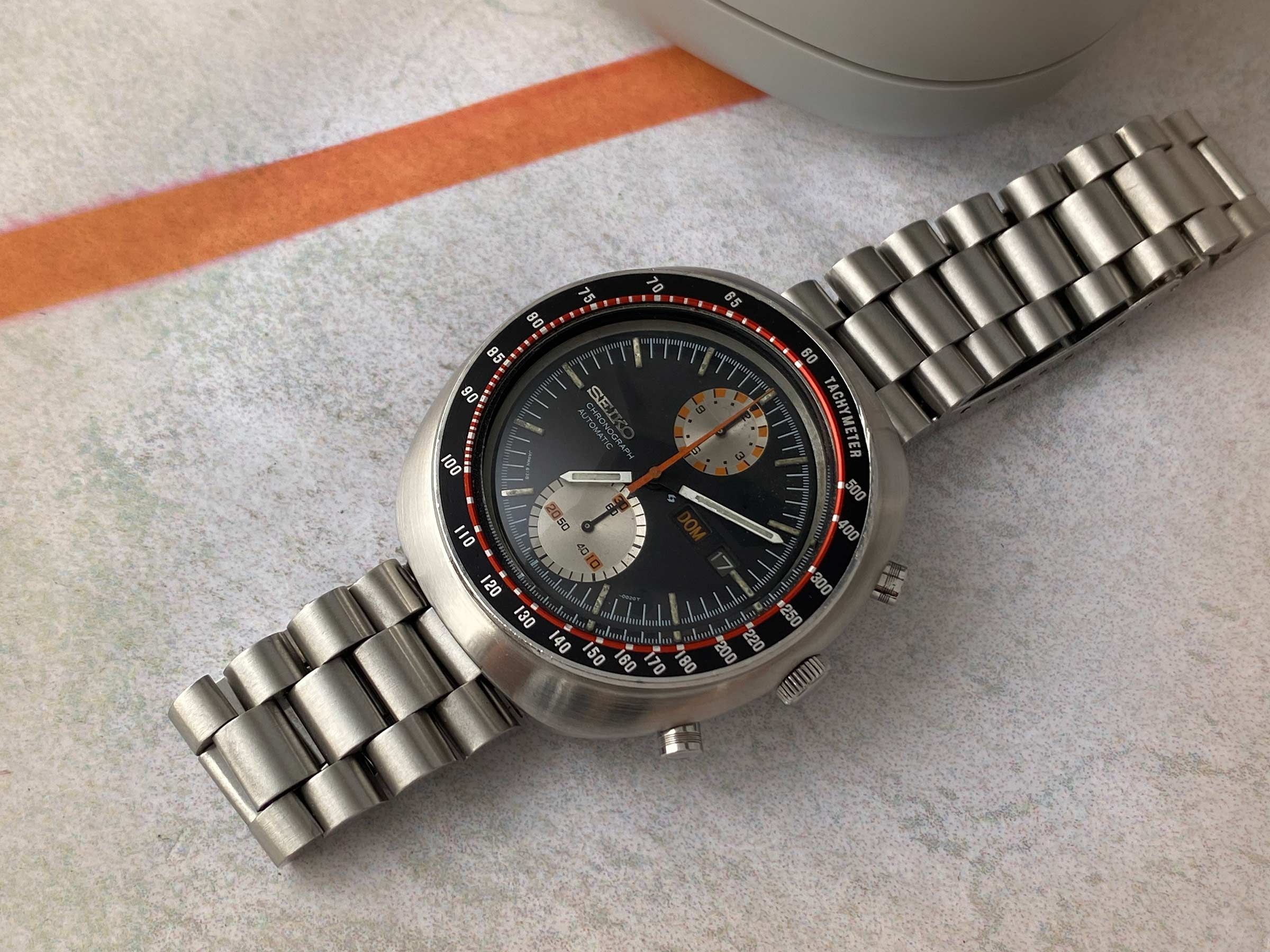SEIKO UFO Reloj Cronógrafo antiguo automático 1977 Cal. 6138B JAPAN J Ref. 6138-0011 CON ESTUCHE *** PRECIOSA CONDICIÓN ***