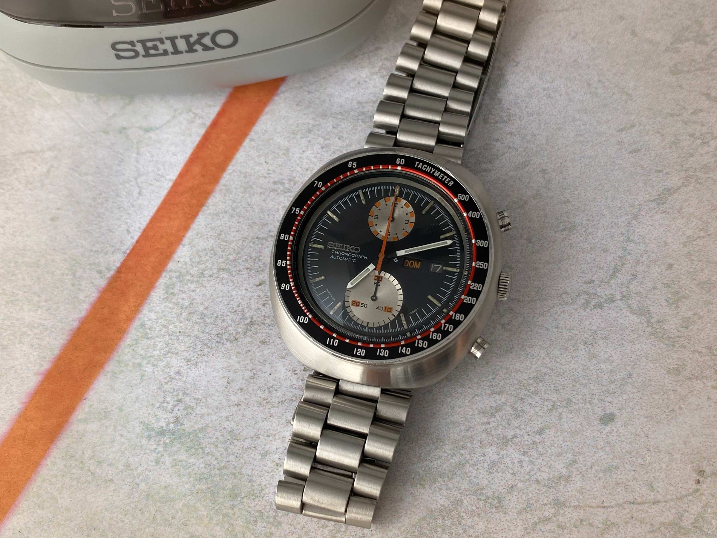 SEIKO UFO Reloj Cronógrafo antiguo automático 1977 Cal. 6138B JAPAN J Ref. 6138-0011 CON ESTUCHE *** PRECIOSA CONDICIÓN ***