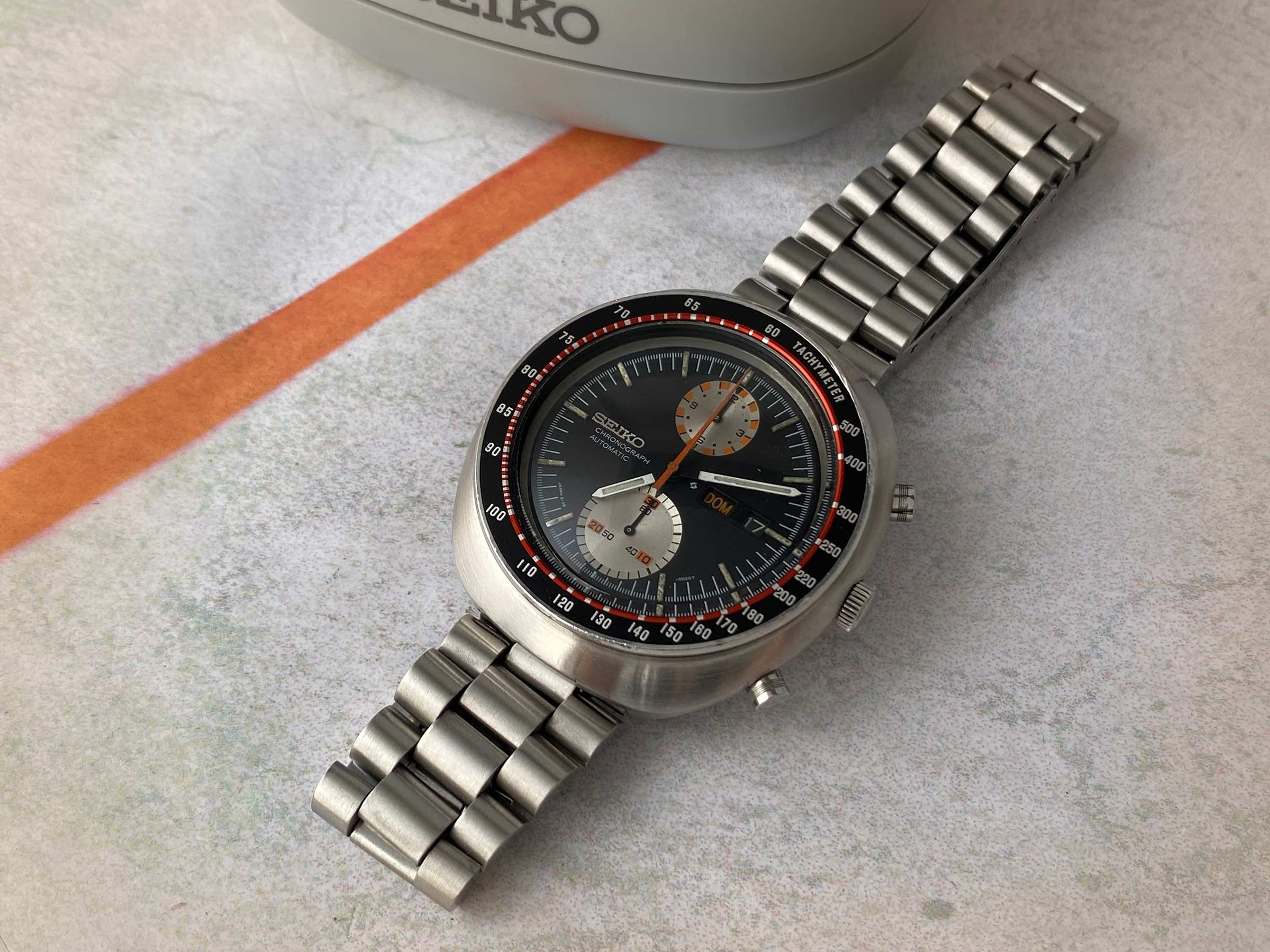 SEIKO UFO Reloj Cronógrafo antiguo automático 1977 Cal. 6138B JAPAN J Ref. 6138-0011 CON ESTUCHE *** PRECIOSA CONDICIÓN ***