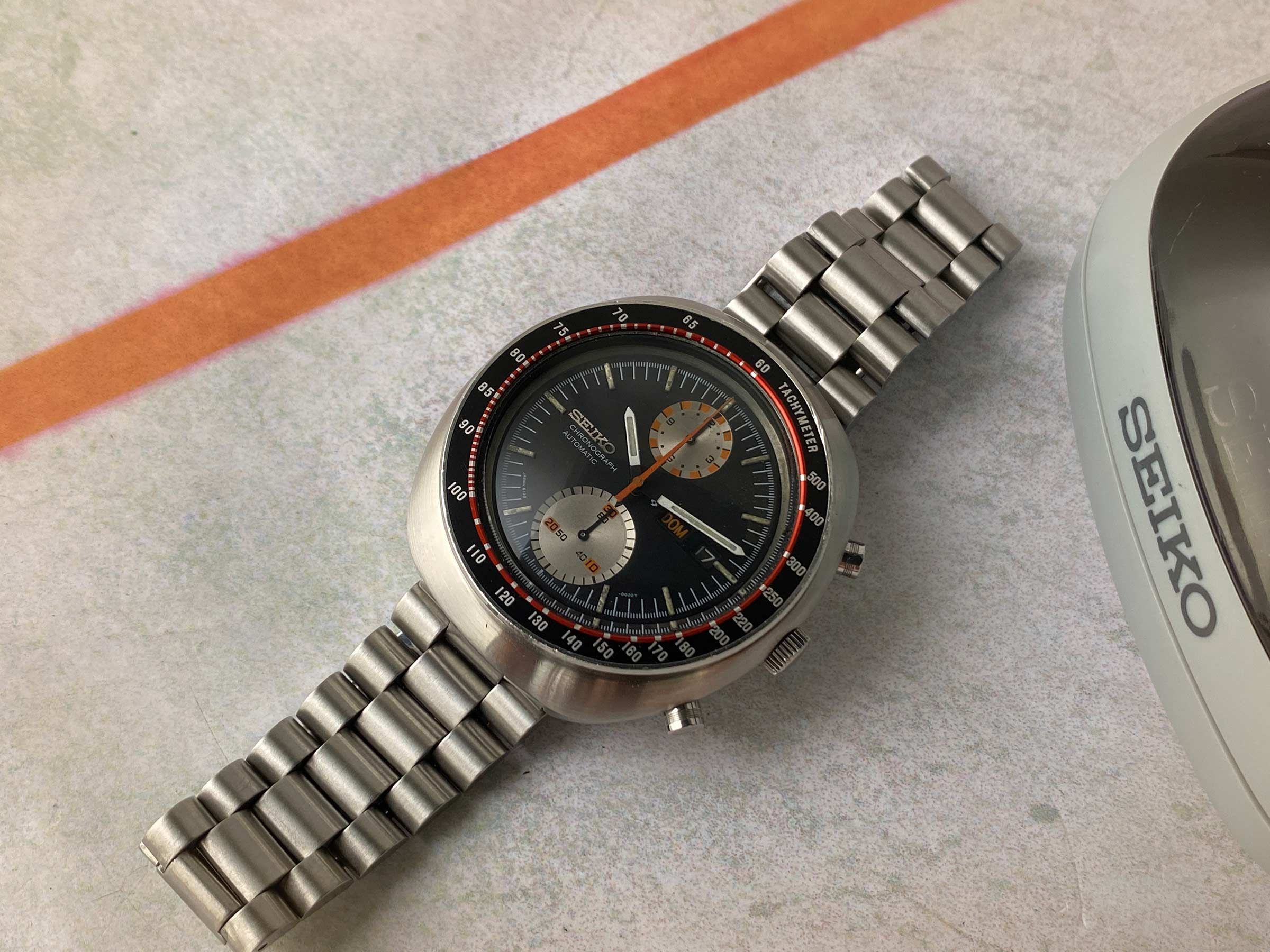 SEIKO UFO Reloj Cronógrafo antiguo automático 1977 Cal. 6138B JAPAN J Ref. 6138-0011 CON ESTUCHE *** PRECIOSA CONDICIÓN ***
