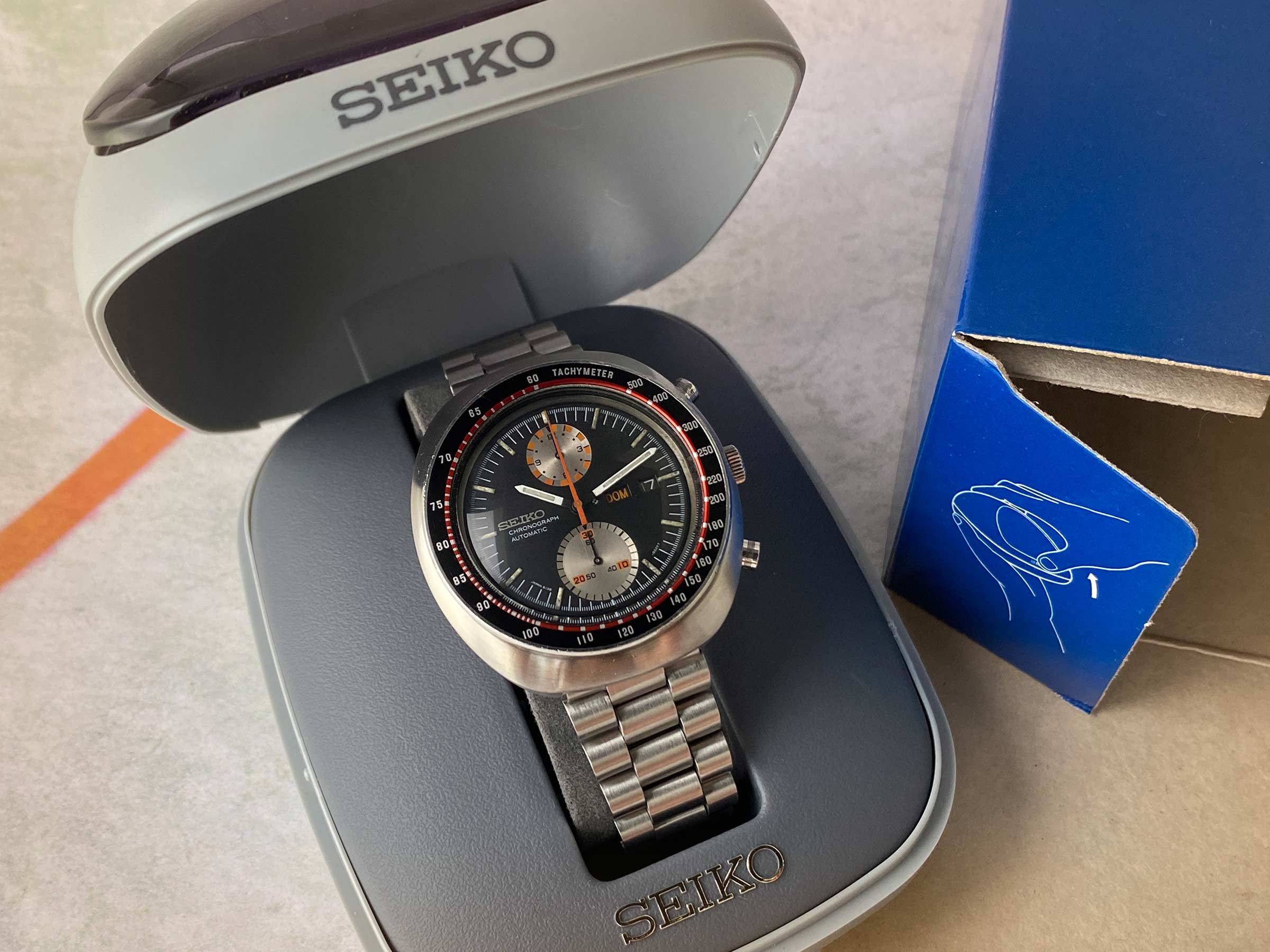 SEIKO UFO Reloj Cronógrafo antiguo automático 1977 Cal. 6138B JAPAN J Ref. 6138-0011 CON ESTUCHE *** PRECIOSA CONDICIÓN ***