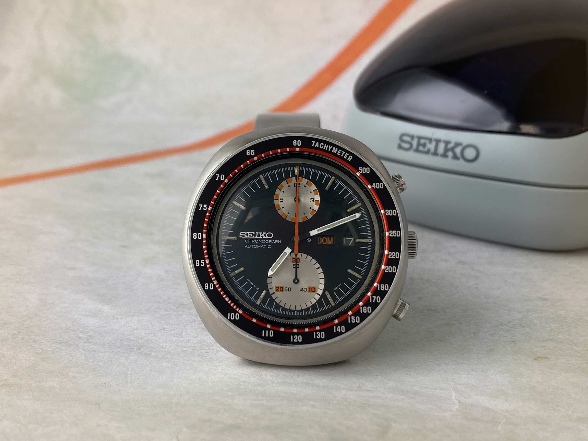 SEIKO UFO Reloj Cronógrafo antiguo automático 1977 Cal. 6138B JAPAN J Ref. 6138-0011 CON ESTUCHE *** PRECIOSA CONDICIÓN ***