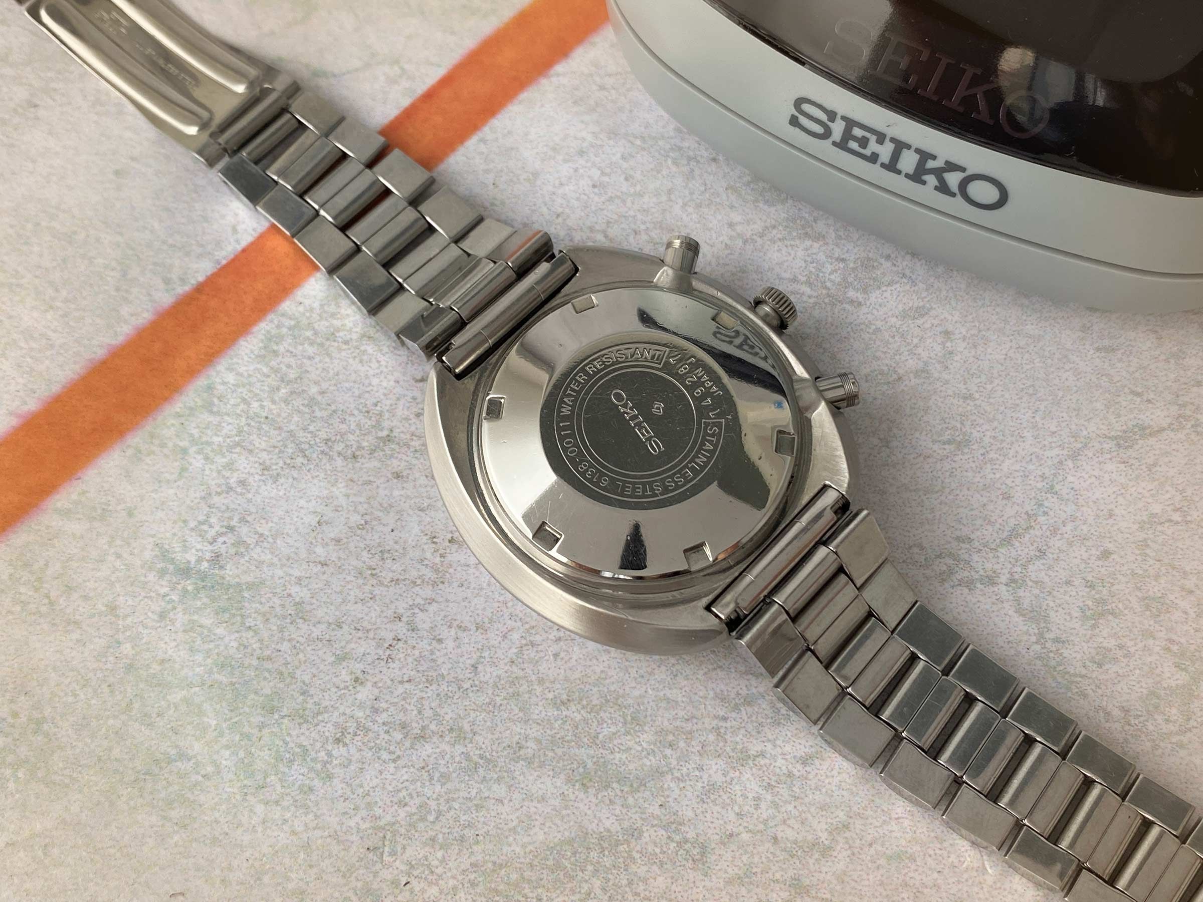 SEIKO UFO Reloj Cronógrafo antiguo automático 1977 Cal. 6138B JAPAN J Ref. 6138-0011 CON ESTUCHE *** PRECIOSA CONDICIÓN ***