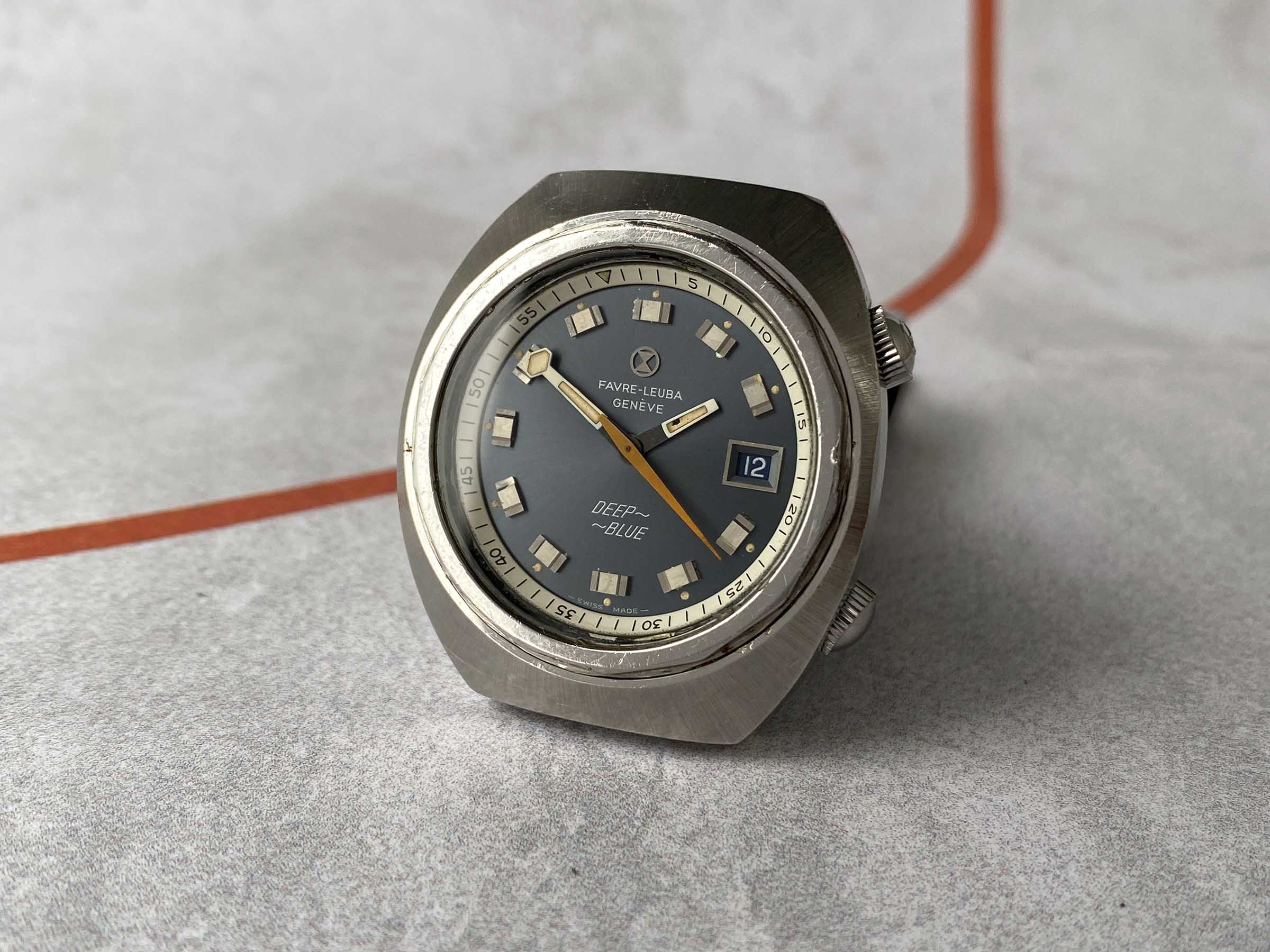 FAVRE LEUBA GENEVE DEEP BLUE Vintage automatic swiss watch 20 ATM Cal. FL 1165 Ref. 1536 LARGE DIAMETER *** COLLECTORS ***