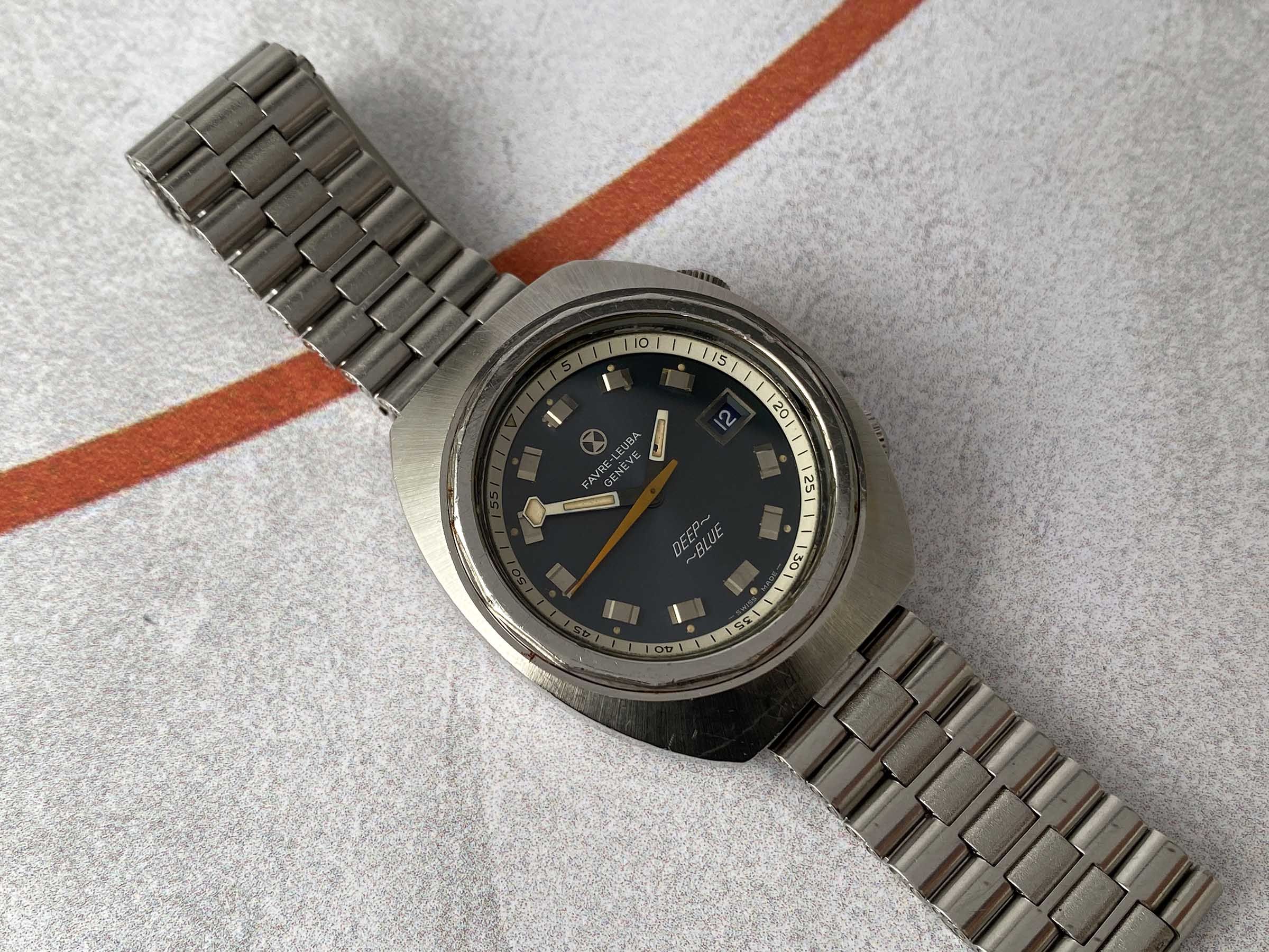 FAVRE LEUBA GENEVE DEEP BLUE Vintage automatic swiss watch 20 ATM Cal. FL 1165 Ref. 1536 LARGE DIAMETER *** COLLECTORS ***