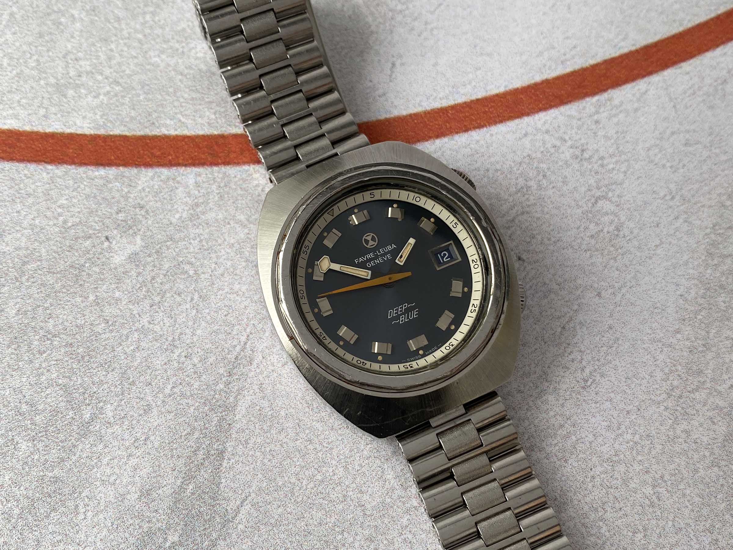 FAVRE LEUBA GENEVE DEEP BLUE Vintage automatic swiss watch 20 ATM Cal. FL 1165 Ref. 1536 LARGE DIAMETER *** COLLECTORS ***