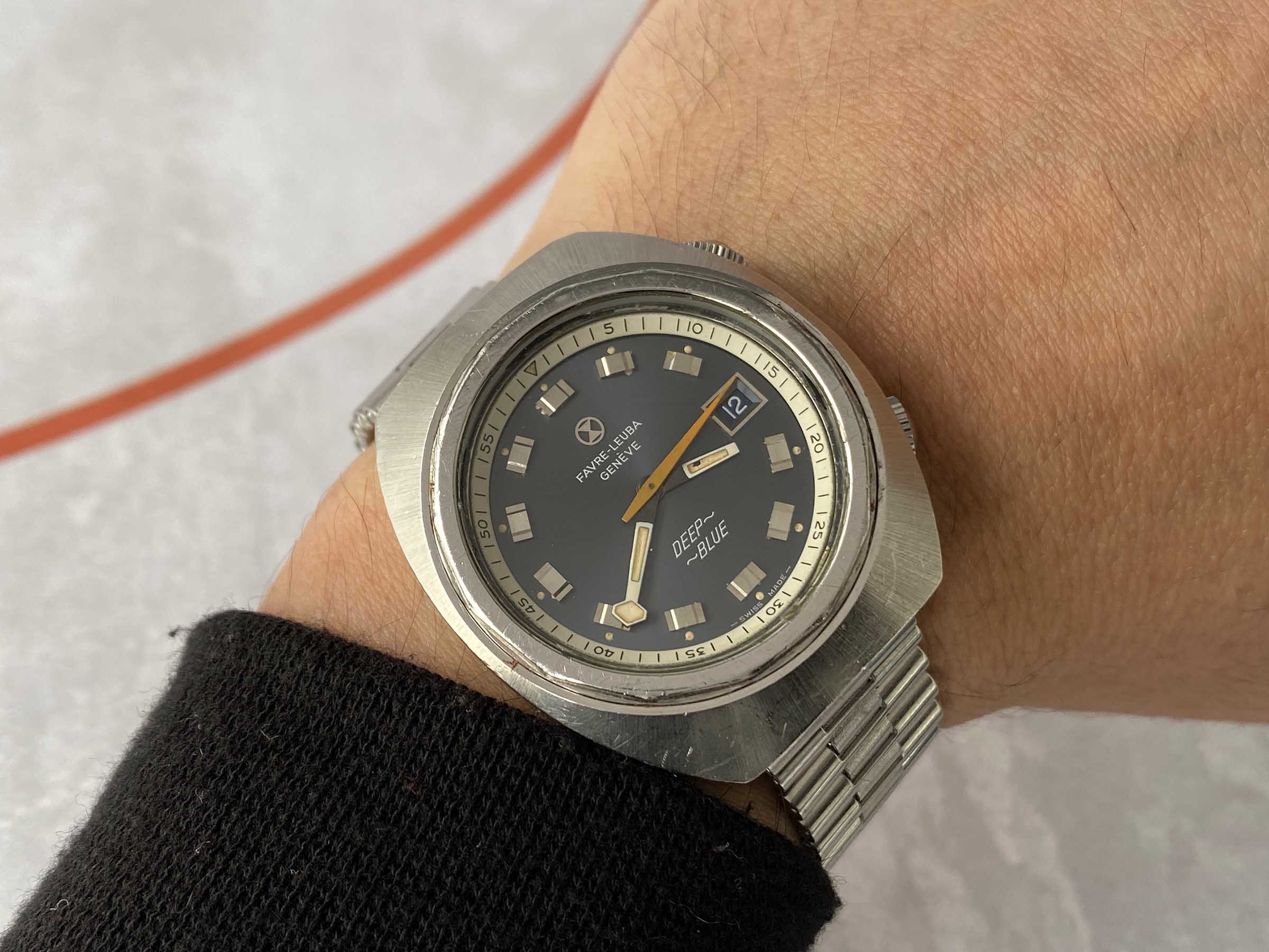 FAVRE LEUBA GENEVE DEEP BLUE Vintage automatic swiss watch 20 ATM Cal. FL 1165 Ref. 1536 LARGE DIAMETER *** COLLECTORS ***
