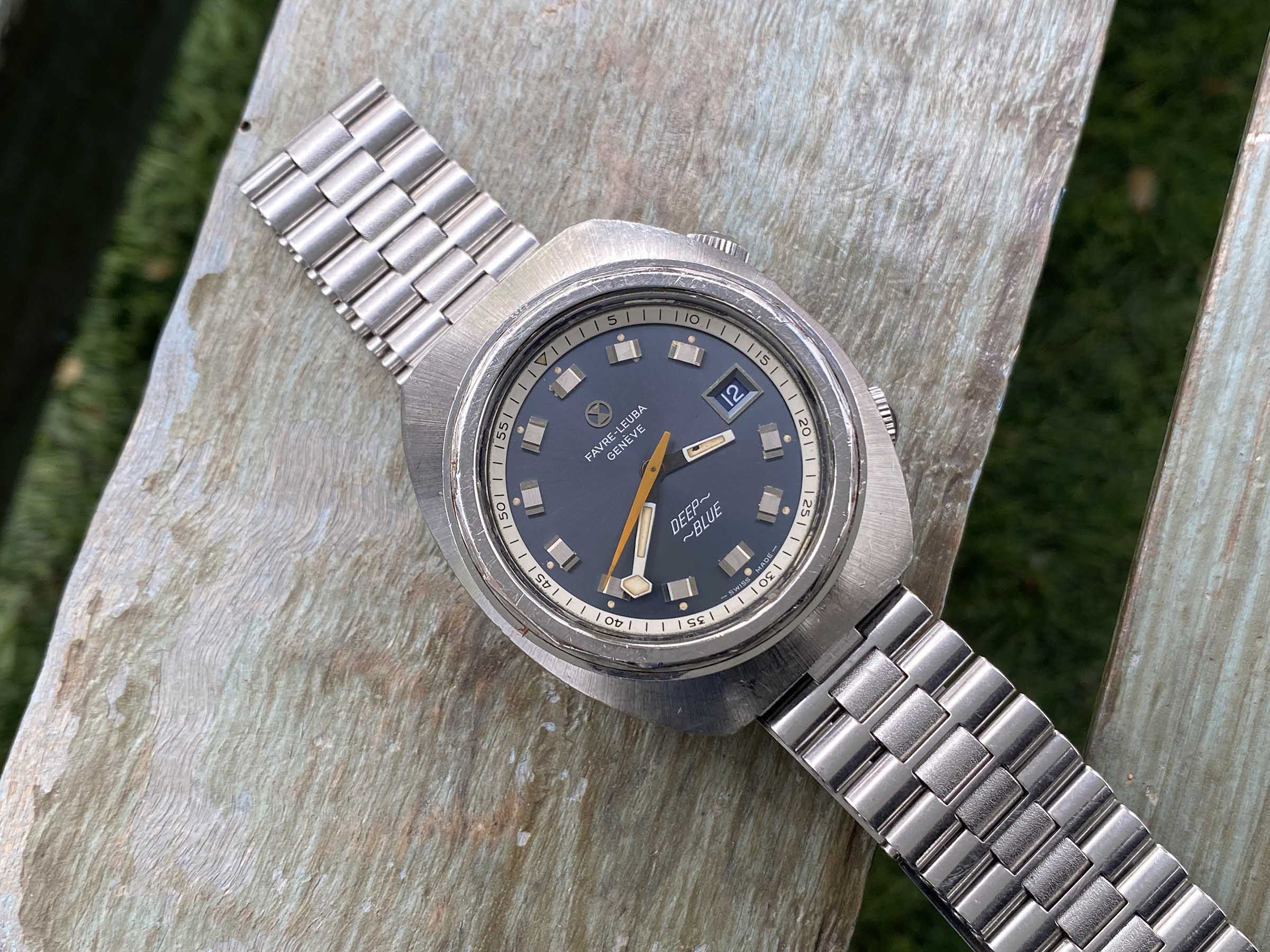 FAVRE LEUBA GENEVE DEEP BLUE Vintage automatic swiss watch 20 ATM Cal. FL 1165 Ref. 1536 LARGE DIAMETER *** COLLECTORS ***