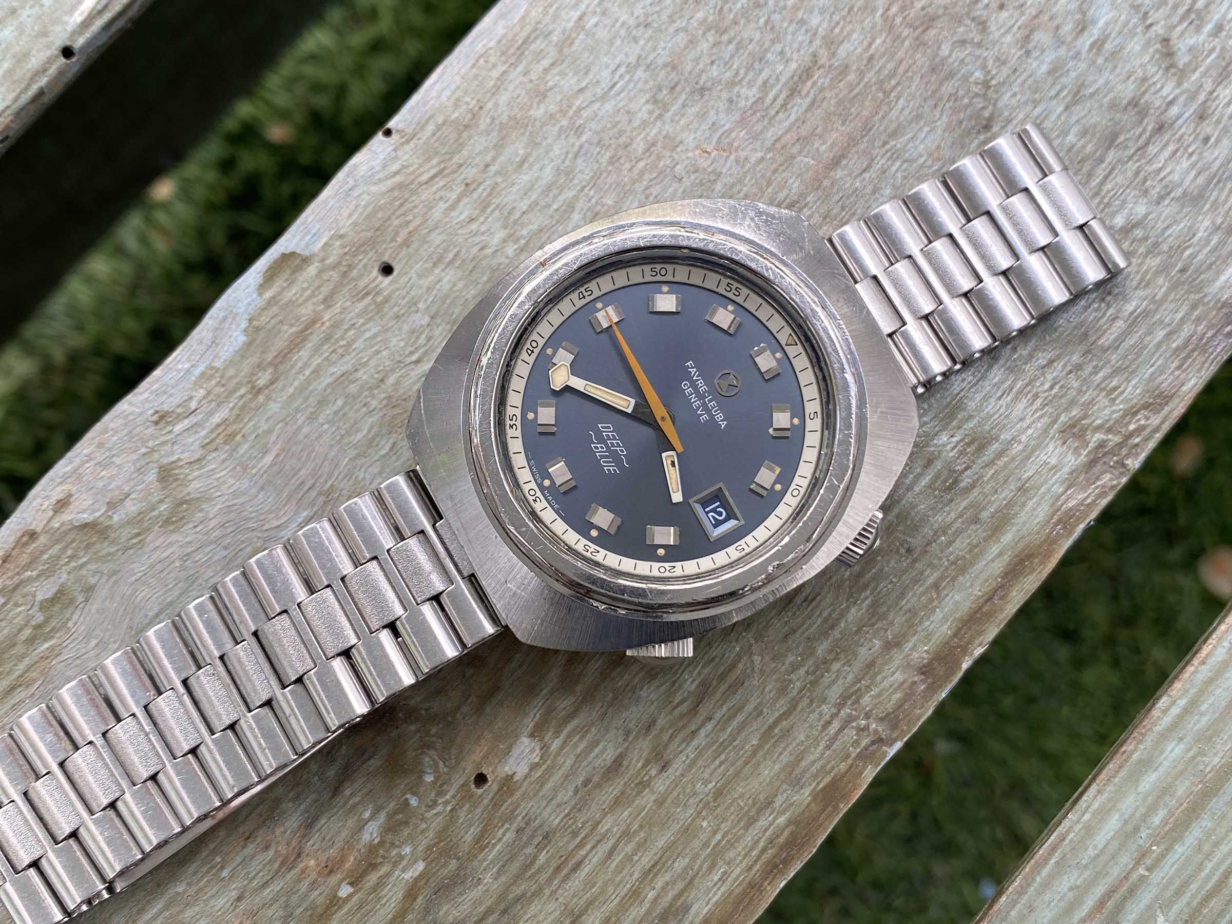 FAVRE LEUBA GENEVE DEEP BLUE Vintage automatic swiss watch 20 ATM Cal. FL 1165 Ref. 1536 LARGE DIAMETER *** COLLECTORS ***