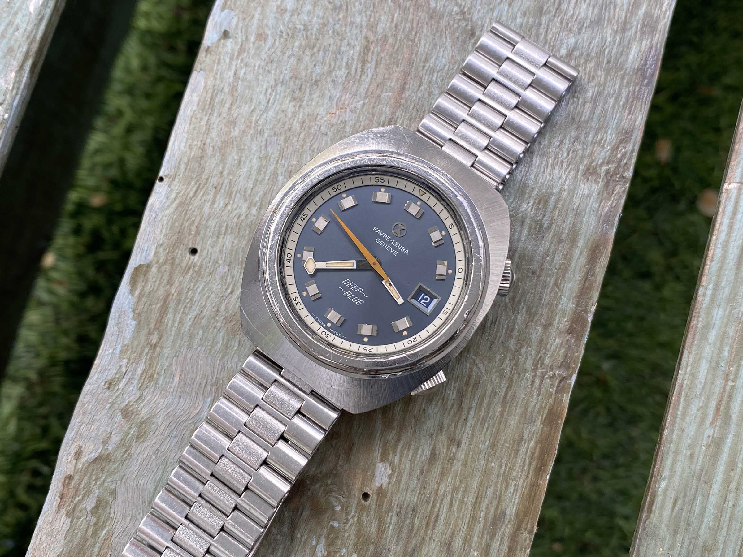 FAVRE LEUBA GENEVE DEEP BLUE Vintage automatic swiss watch 20 ATM Cal. FL 1165 Ref. 1536 LARGE DIAMETER *** COLLECTORS ***