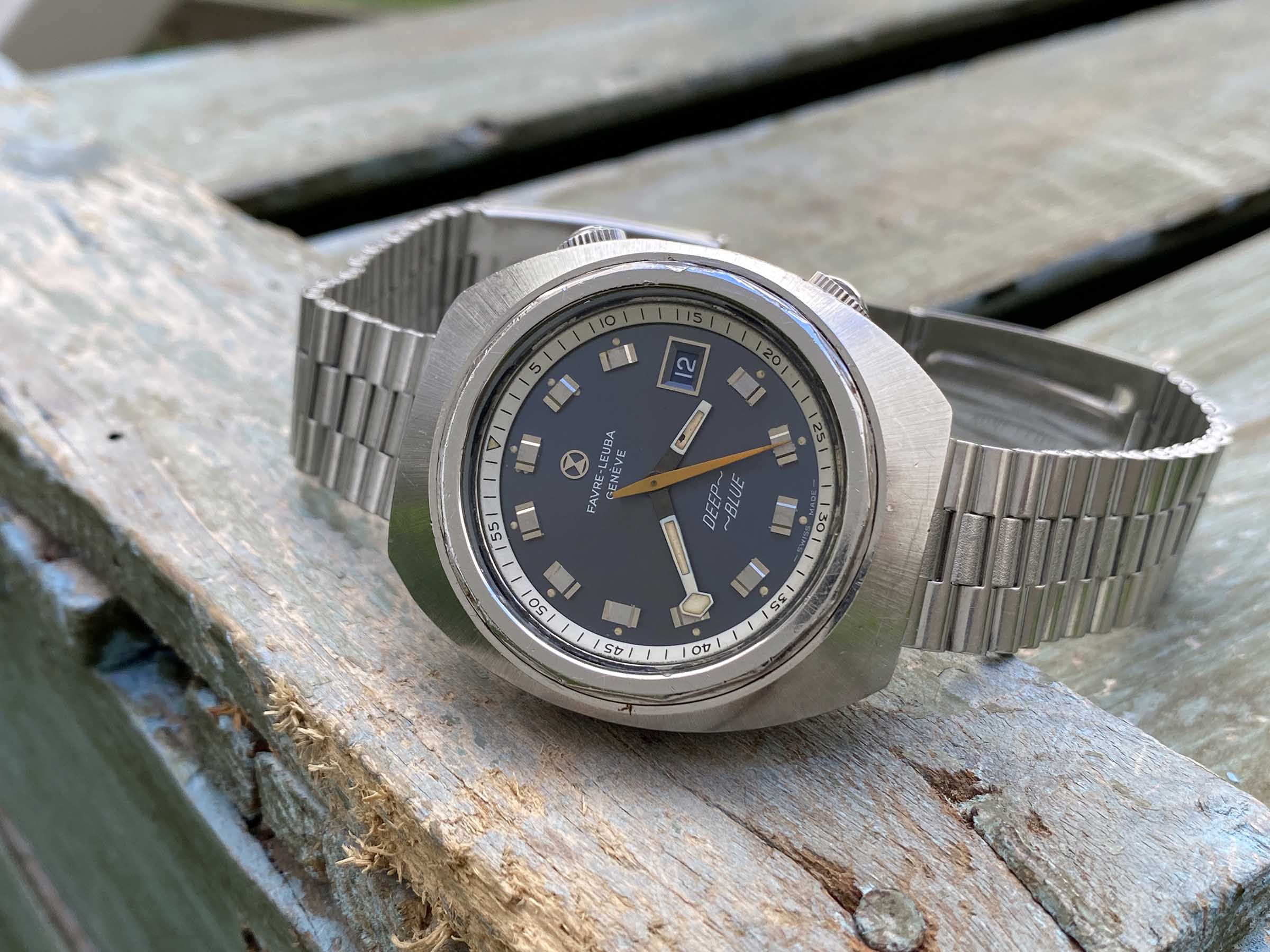 FAVRE LEUBA GENEVE DEEP BLUE Vintage automatic swiss watch 20 ATM Cal. FL 1165 Ref. 1536 LARGE DIAMETER *** COLLECTORS ***