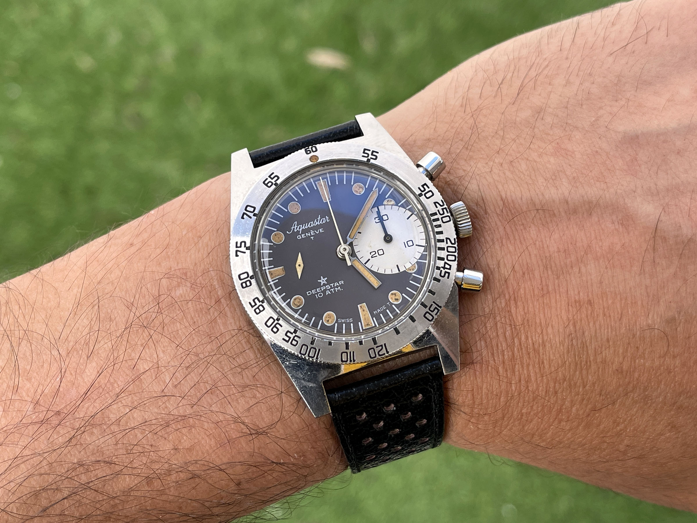 AQUASTAR DEEPSTAR 1968 (circa) - Reloj suizo antiguo de cuerda Referencia 92 Calibre Valjoux 92 - ICÓNICO *** IMPRESIONANTE ***