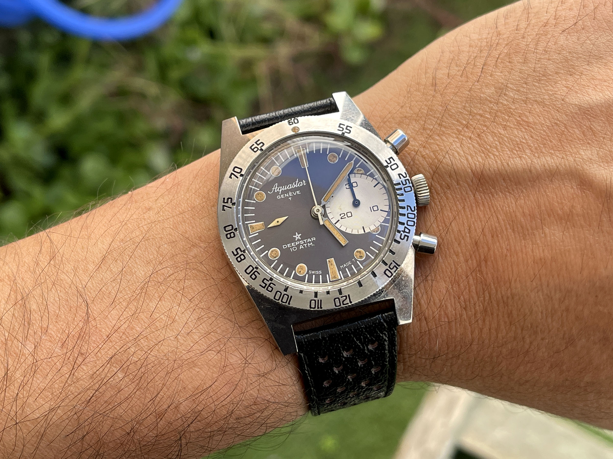 AQUASTAR DEEPSTAR 1968 (circa) - Reloj suizo antiguo de cuerda Referencia 92 Calibre Valjoux 92 - ICÓNICO *** IMPRESIONANTE ***