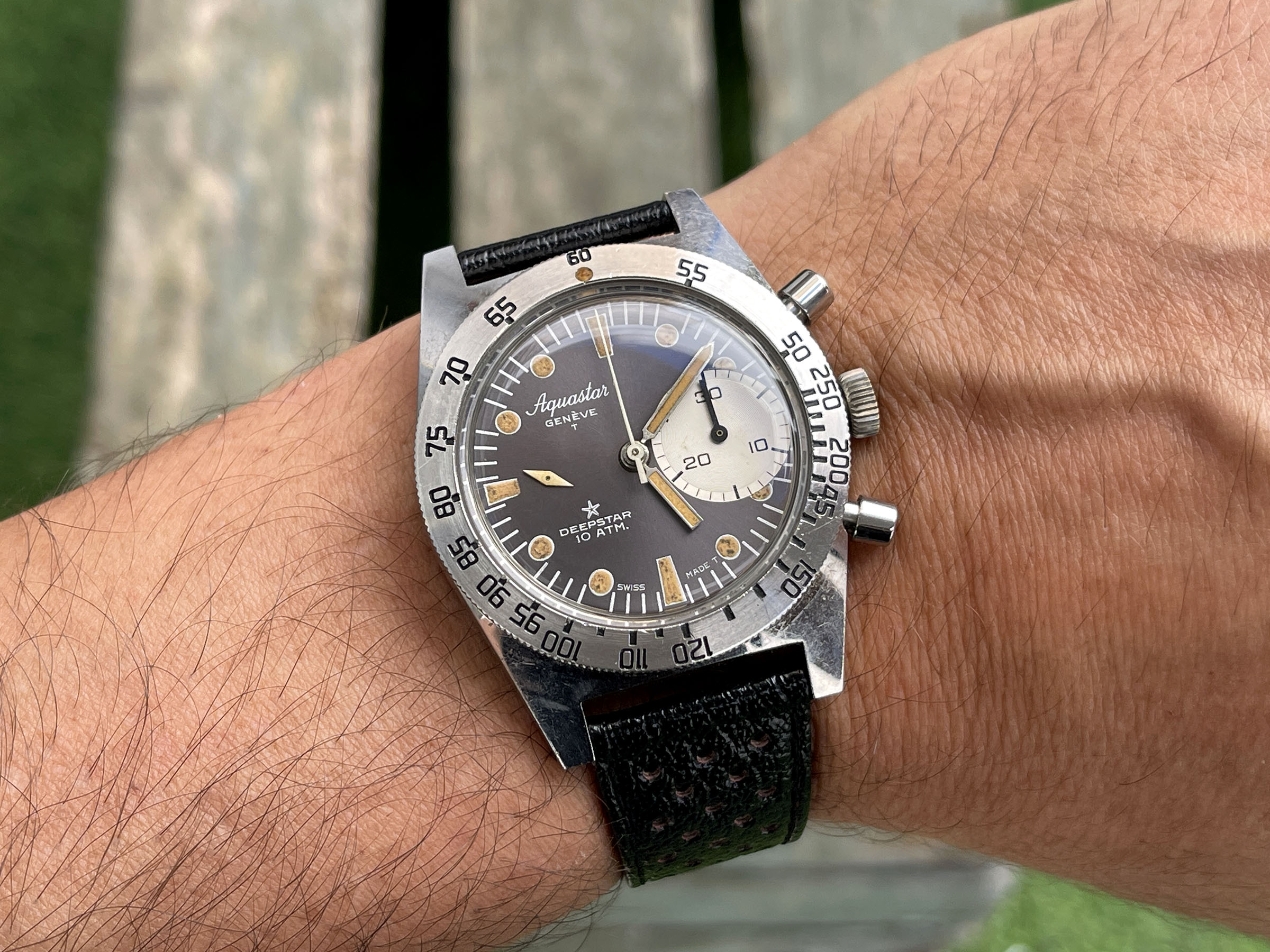 AQUASTAR DEEPSTAR 1968 (circa) - Reloj suizo antiguo de cuerda Referencia 92 Calibre Valjoux 92 - ICÓNICO *** IMPRESIONANTE ***