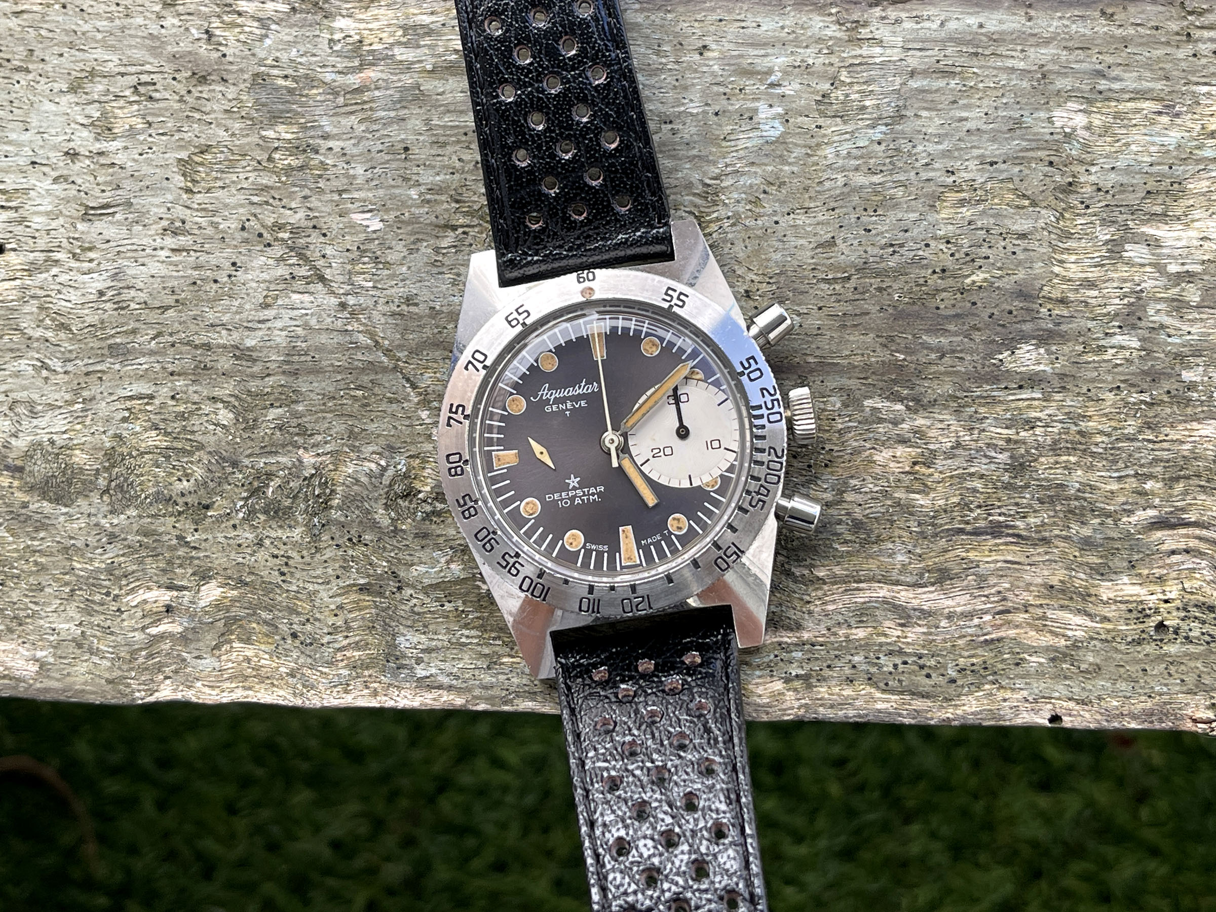 AQUASTAR DEEPSTAR 1968 (circa) - Reloj suizo antiguo de cuerda Referencia 92 Calibre Valjoux 92 - ICÓNICO *** IMPRESIONANTE ***