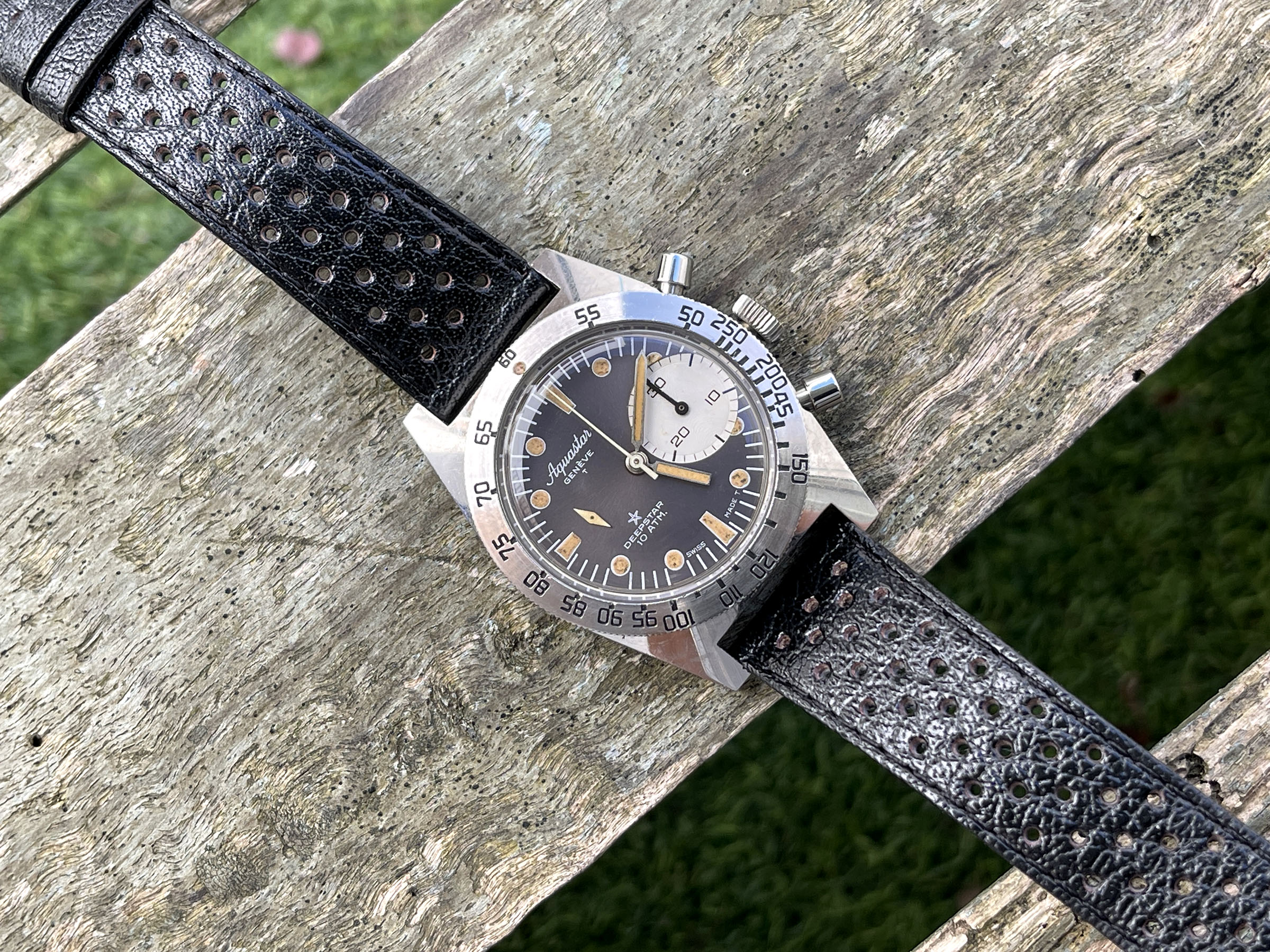 AQUASTAR DEEPSTAR 1968 (circa) - Reloj suizo antiguo de cuerda Referencia 92 Calibre Valjoux 92 - ICÓNICO *** IMPRESIONANTE ***