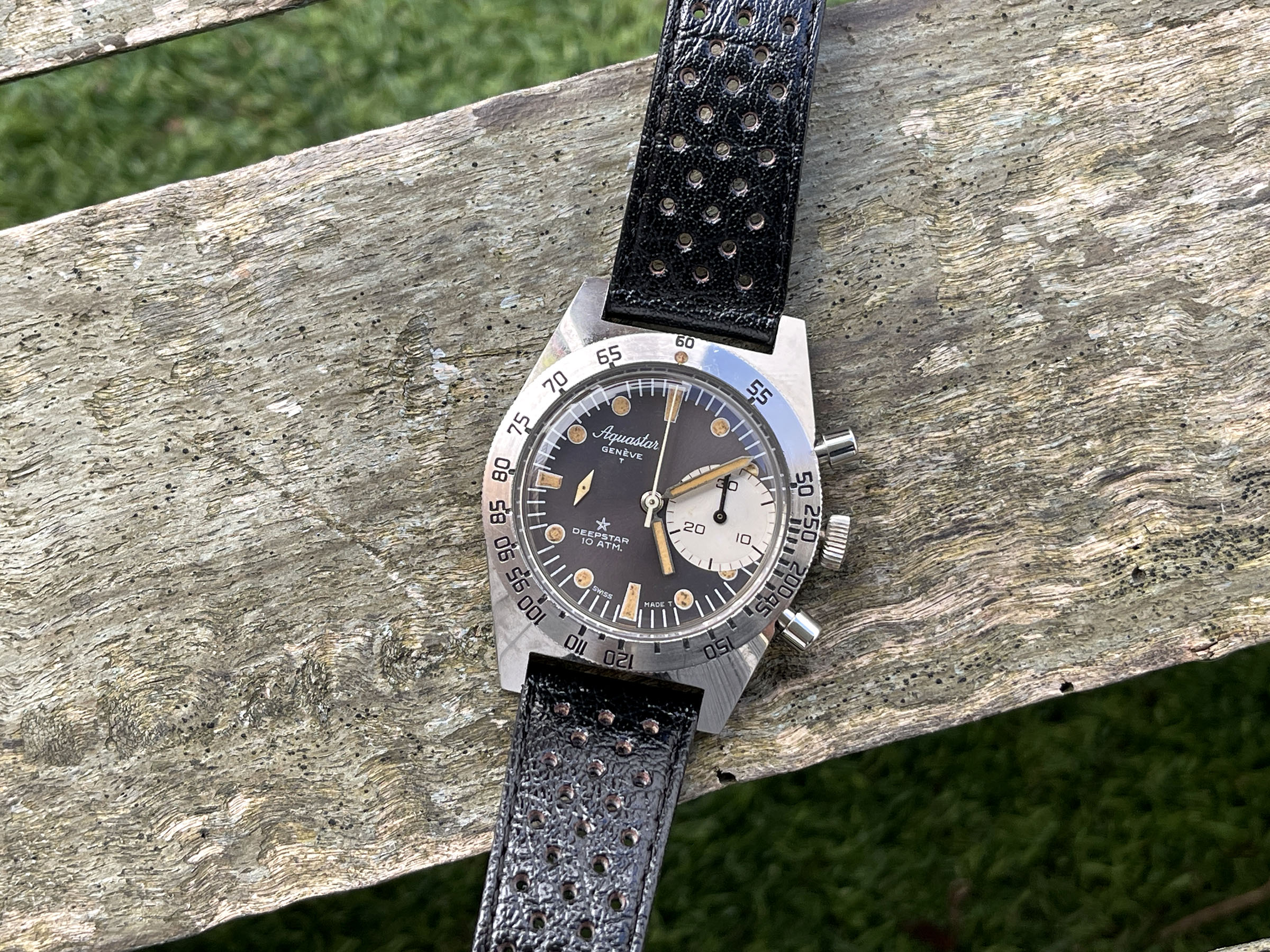 AQUASTAR DEEPSTAR 1968 (circa) - Reloj suizo antiguo de cuerda Referencia 92 Calibre Valjoux 92 - ICÓNICO *** IMPRESIONANTE ***