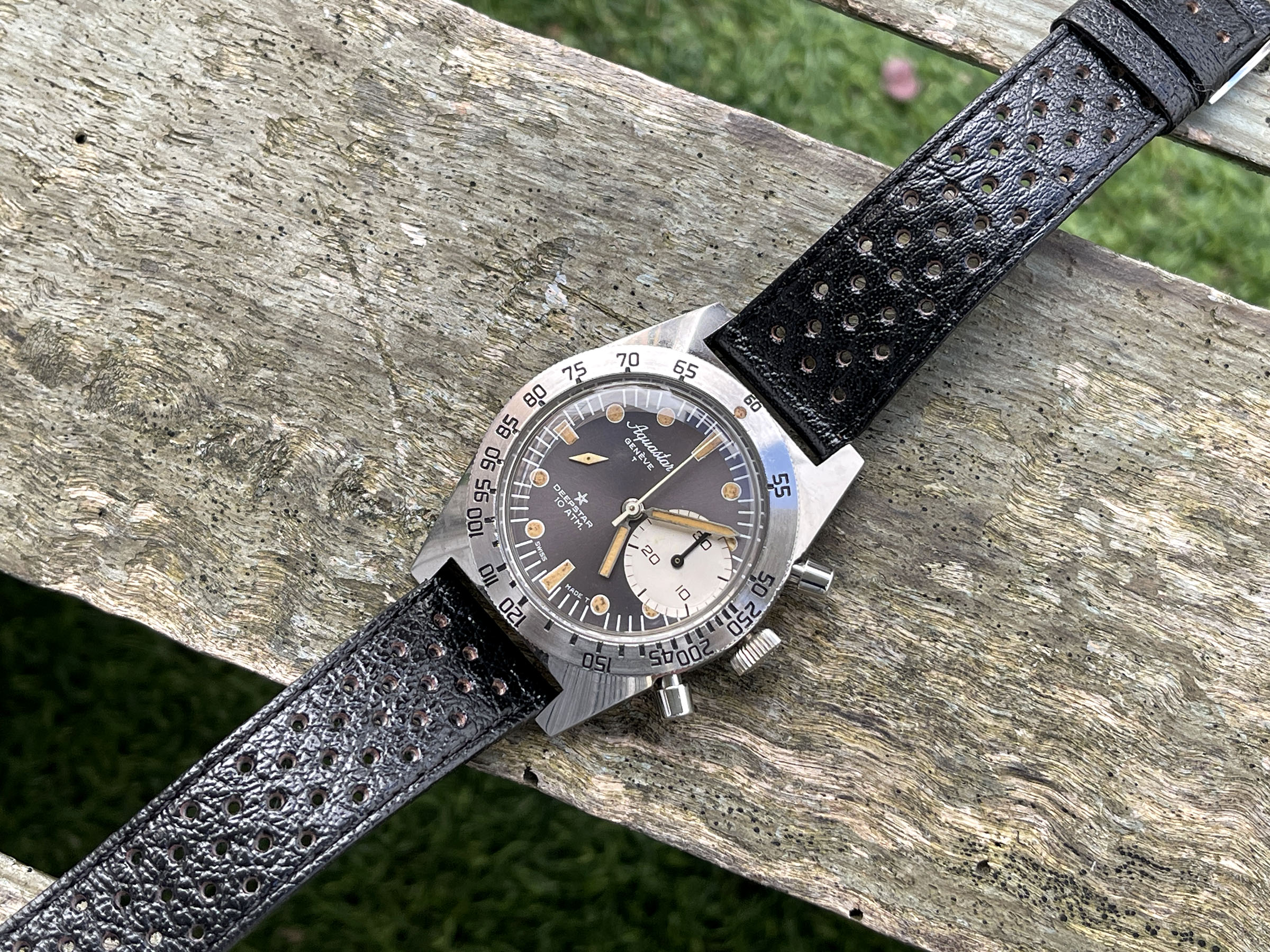 AQUASTAR DEEPSTAR 1968 (circa) - Reloj suizo antiguo de cuerda Referencia 92 Calibre Valjoux 92 - ICÓNICO *** IMPRESIONANTE ***