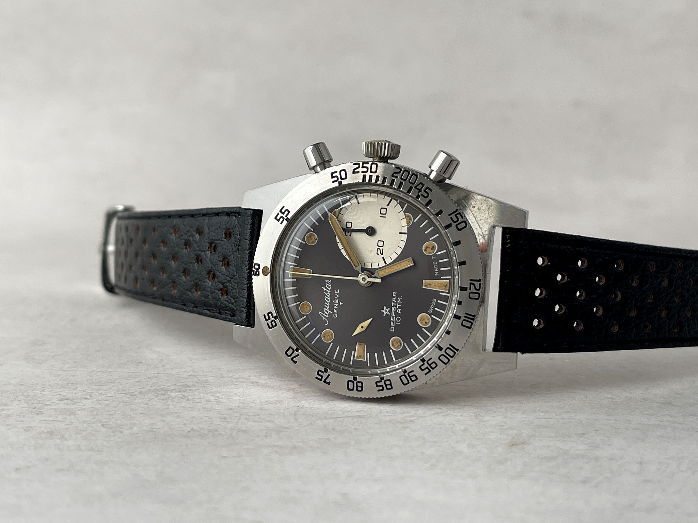 AQUASTAR DEEPSTAR 1968 (circa) - Reloj suizo antiguo de cuerda Referencia 92 Calibre Valjoux 92 - ICÓNICO *** IMPRESIONANTE ***