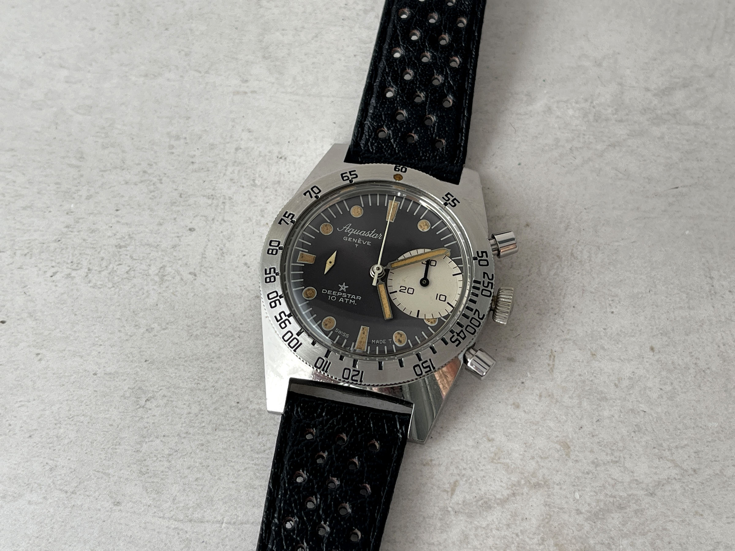 AQUASTAR DEEPSTAR 1968 (circa) - Reloj suizo antiguo de cuerda Referencia 92 Calibre Valjoux 92 - ICÓNICO *** IMPRESIONANTE ***