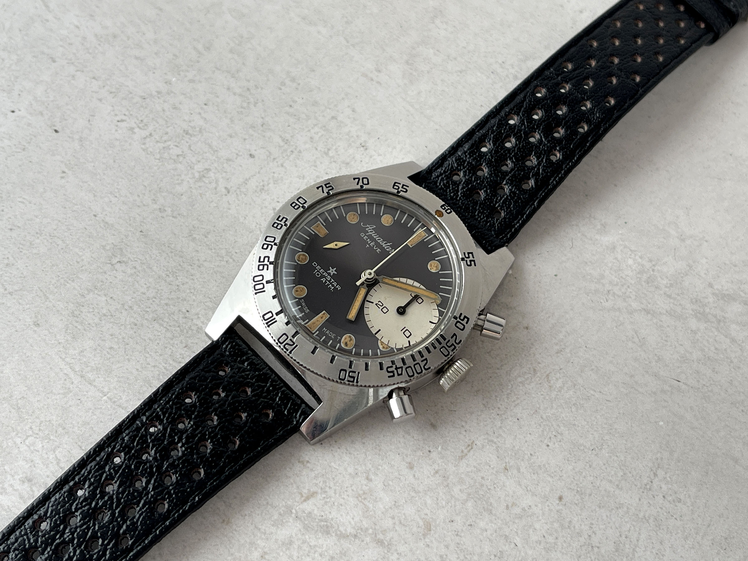 AQUASTAR DEEPSTAR 1968 (circa) - Reloj suizo antiguo de cuerda Referencia 92 Calibre Valjoux 92 - ICÓNICO *** IMPRESIONANTE ***