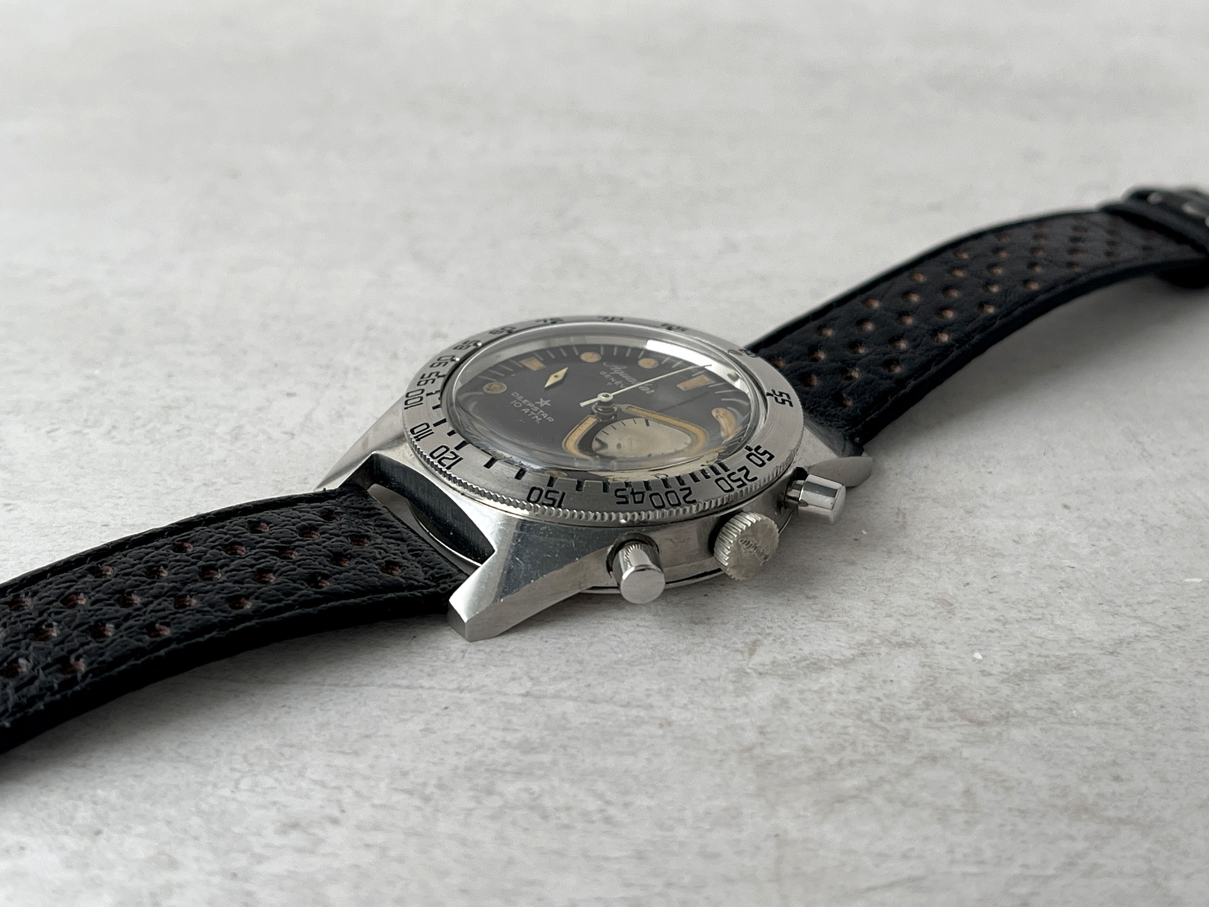 AQUASTAR DEEPSTAR 1968 (circa) - Reloj suizo antiguo de cuerda Referencia 92 Calibre Valjoux 92 - ICÓNICO *** IMPRESIONANTE ***