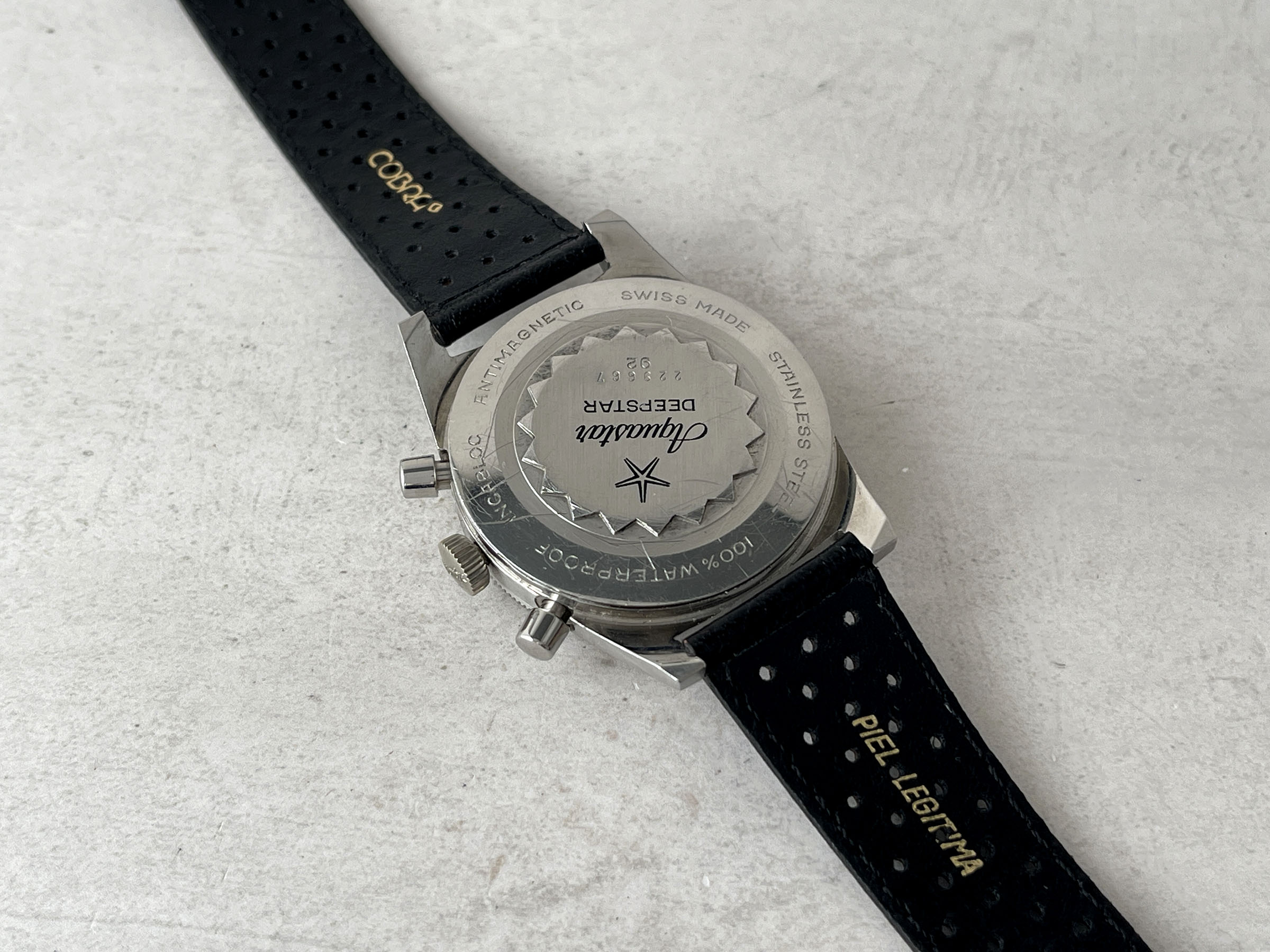 AQUASTAR DEEPSTAR 1968 (circa) - Reloj suizo antiguo de cuerda Referencia 92 Calibre Valjoux 92 - ICÓNICO *** IMPRESIONANTE ***
