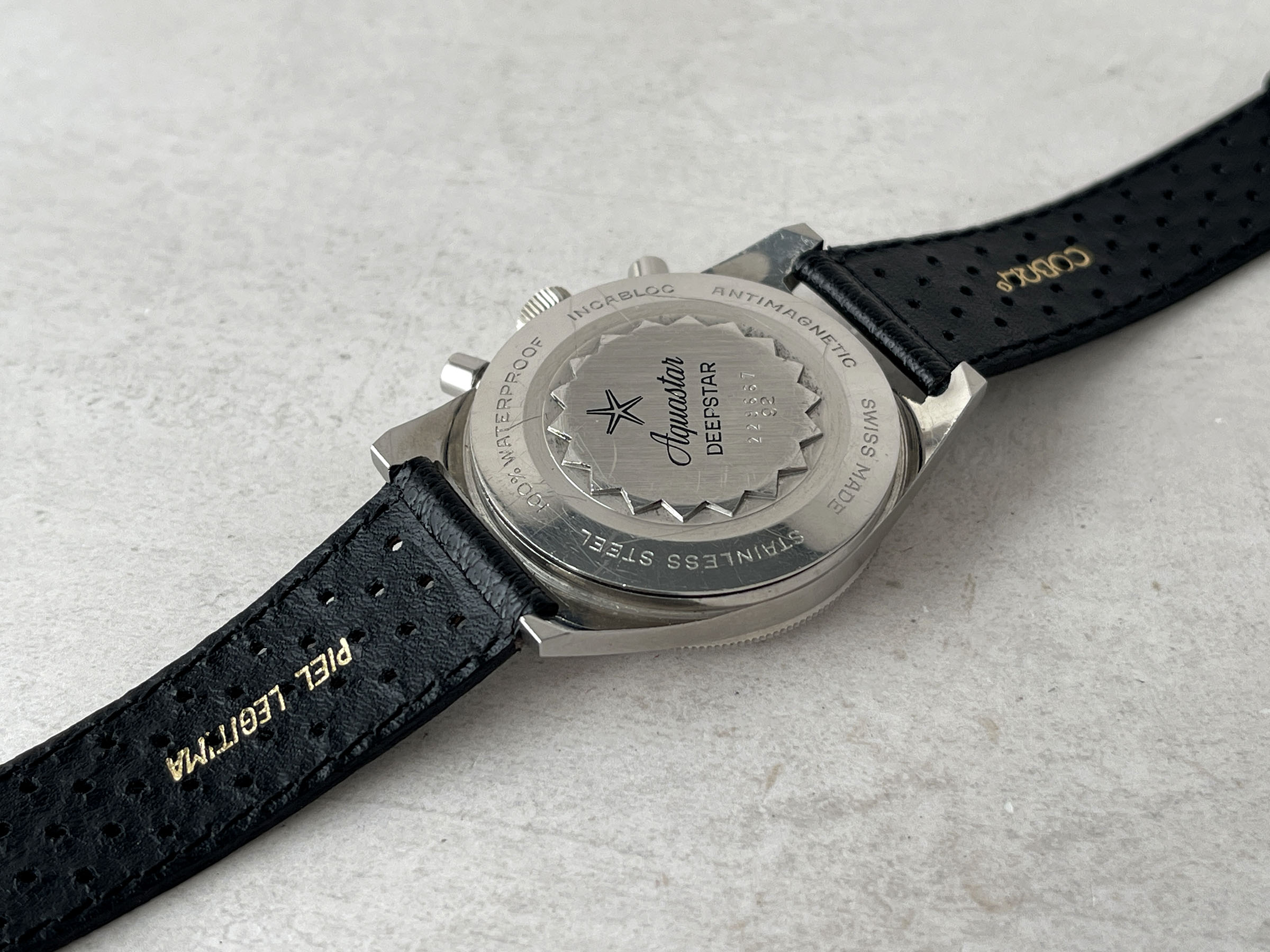 AQUASTAR DEEPSTAR 1968 (circa) - Reloj suizo antiguo de cuerda Referencia 92 Calibre Valjoux 92 - ICÓNICO *** IMPRESIONANTE ***
